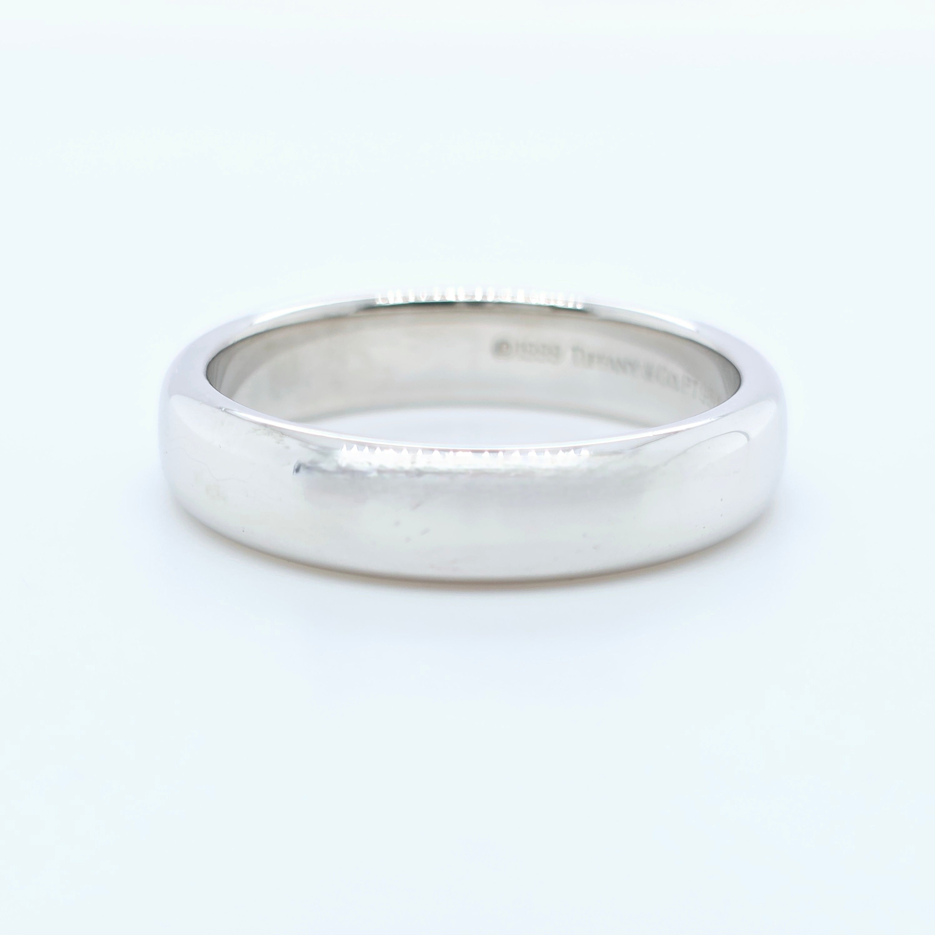 Tiffany & Co. Platinum Wedding Band, 4.5mm width, Size O 1/2 Chloe's Jewellers