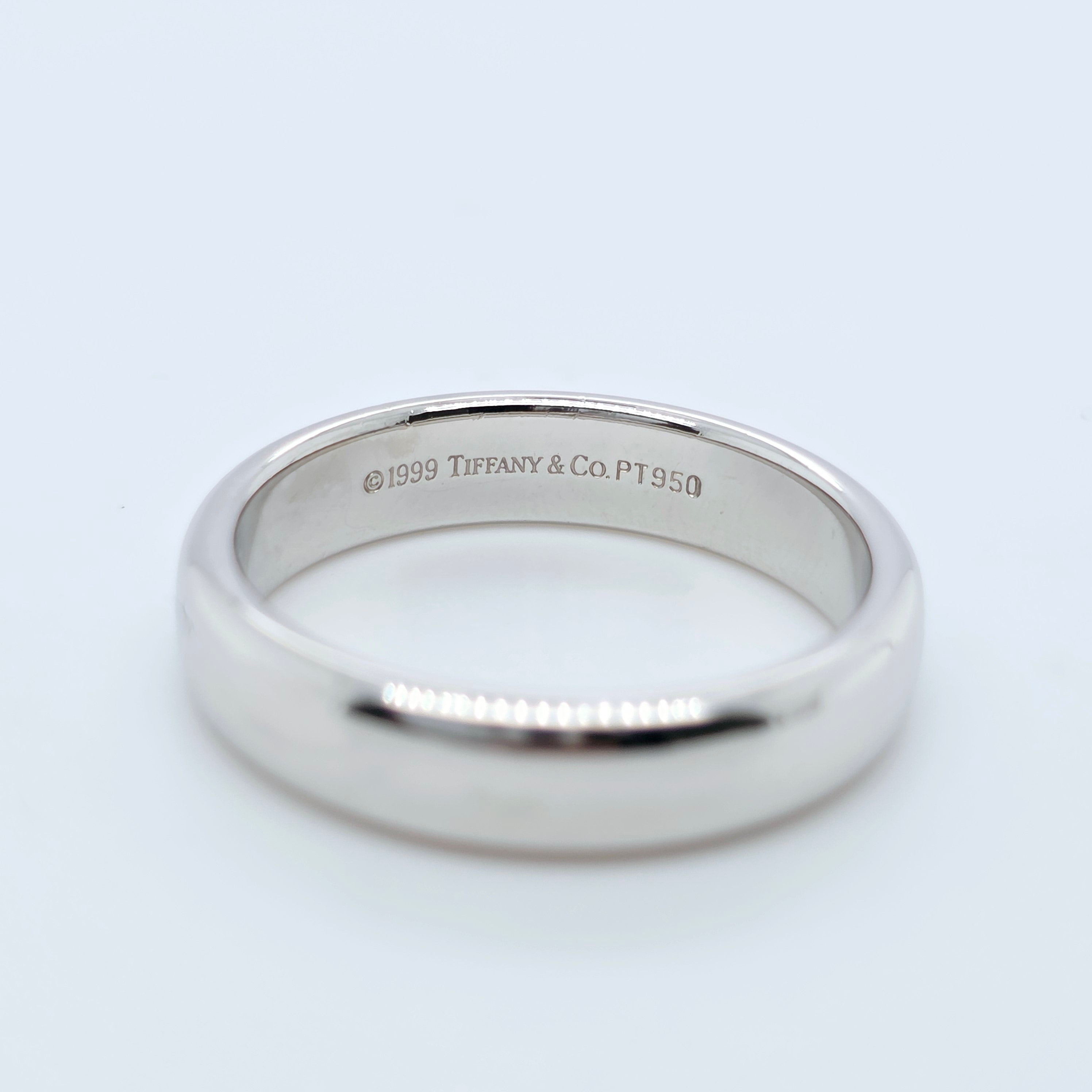 Tiffany & Co. Platinum Wedding Band, 4.5mm width, Size O 1/2 Chloe's Jewellers