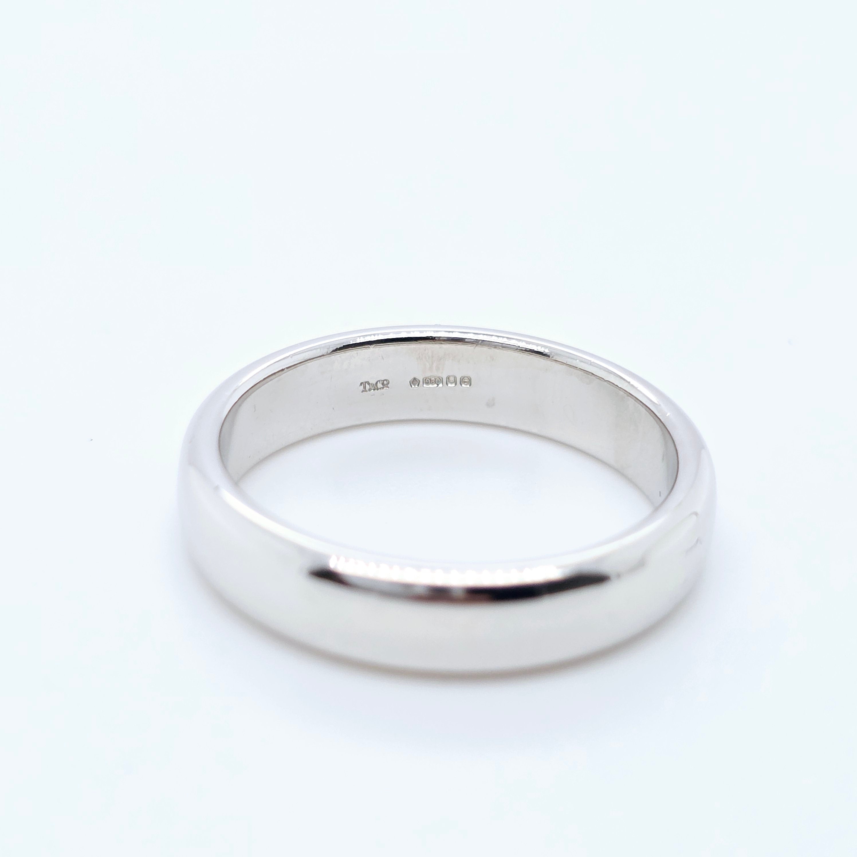 Tiffany & Co. Platinum Wedding Band, 4.5mm width, Size O 1/2 Chloe's Jewellers