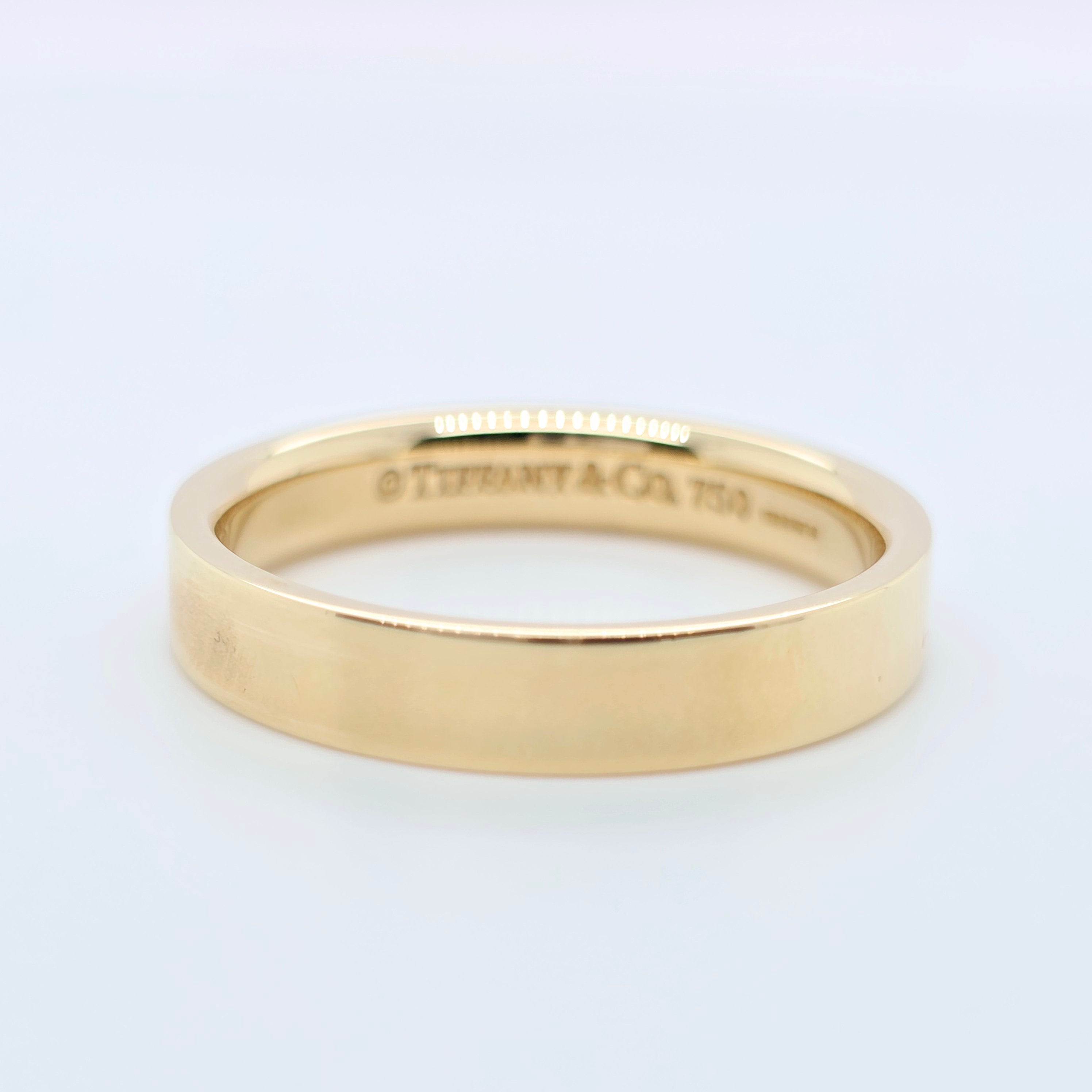 Tiffany & Co. Wedding Band, 18ct Yellow Gold, 4mm Width, Flat Band, Size R Chloe's Jewellers