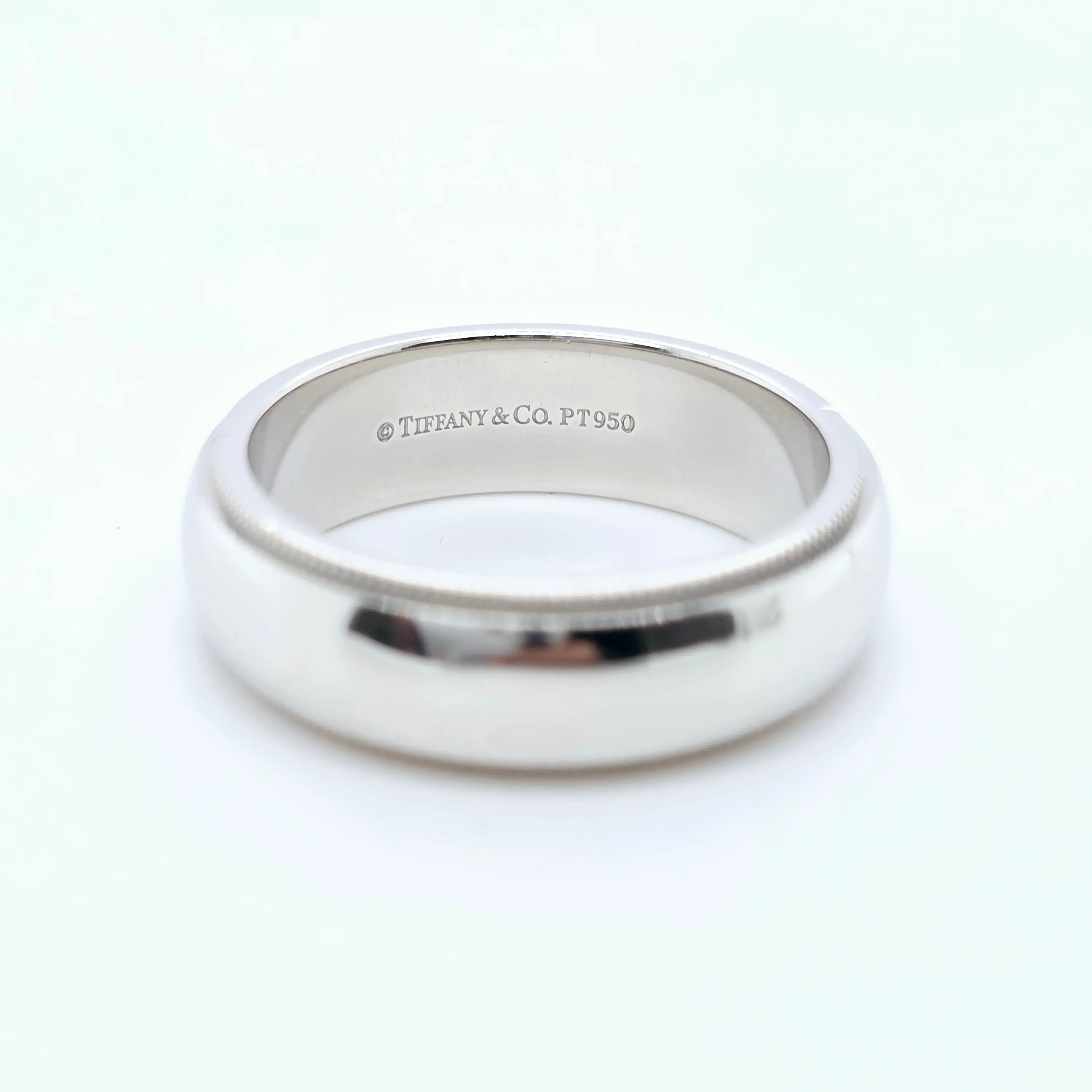 Tiffany & Co. Platinum Wedding Band, Milgrain Edge, 6mm, Size O Chloe's Jewellers