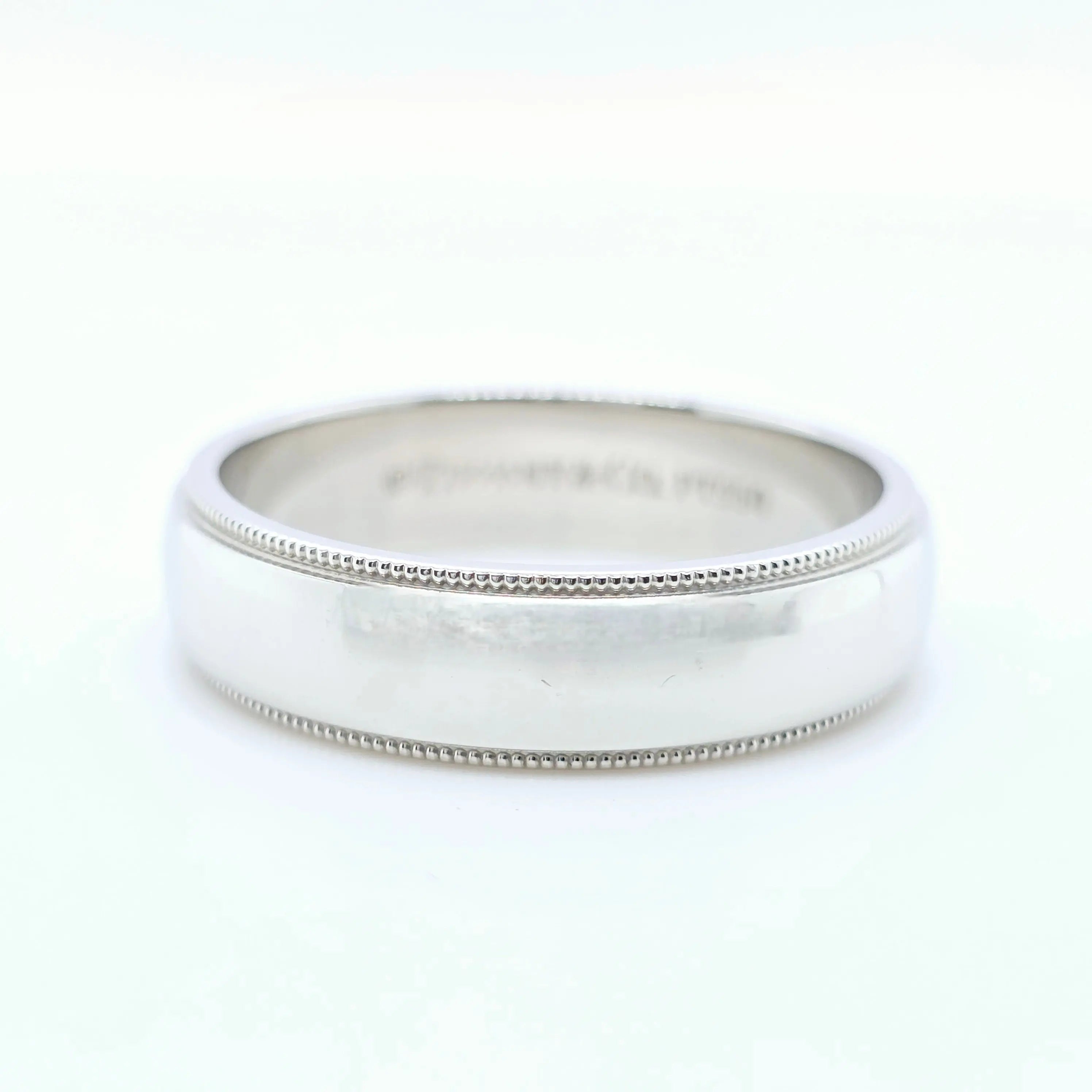Tiffany & Co. Platinum Wedding Band, Milgrain Edge, 6mm, Size X Chloe's Jewellers