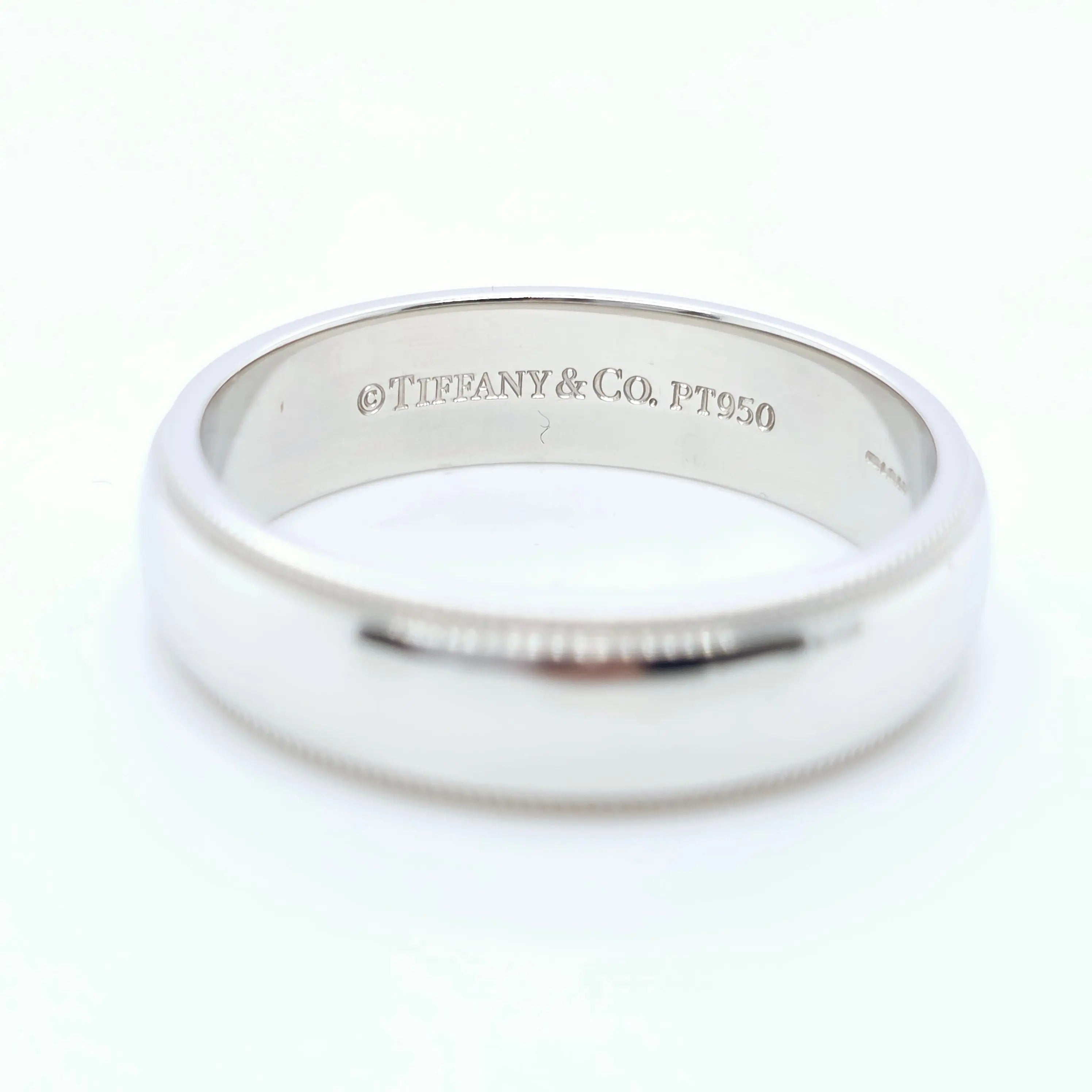 Tiffany & Co. Platinum Wedding Band, Milgrain Edge, 6mm, Size X Chloe's Jewellers
