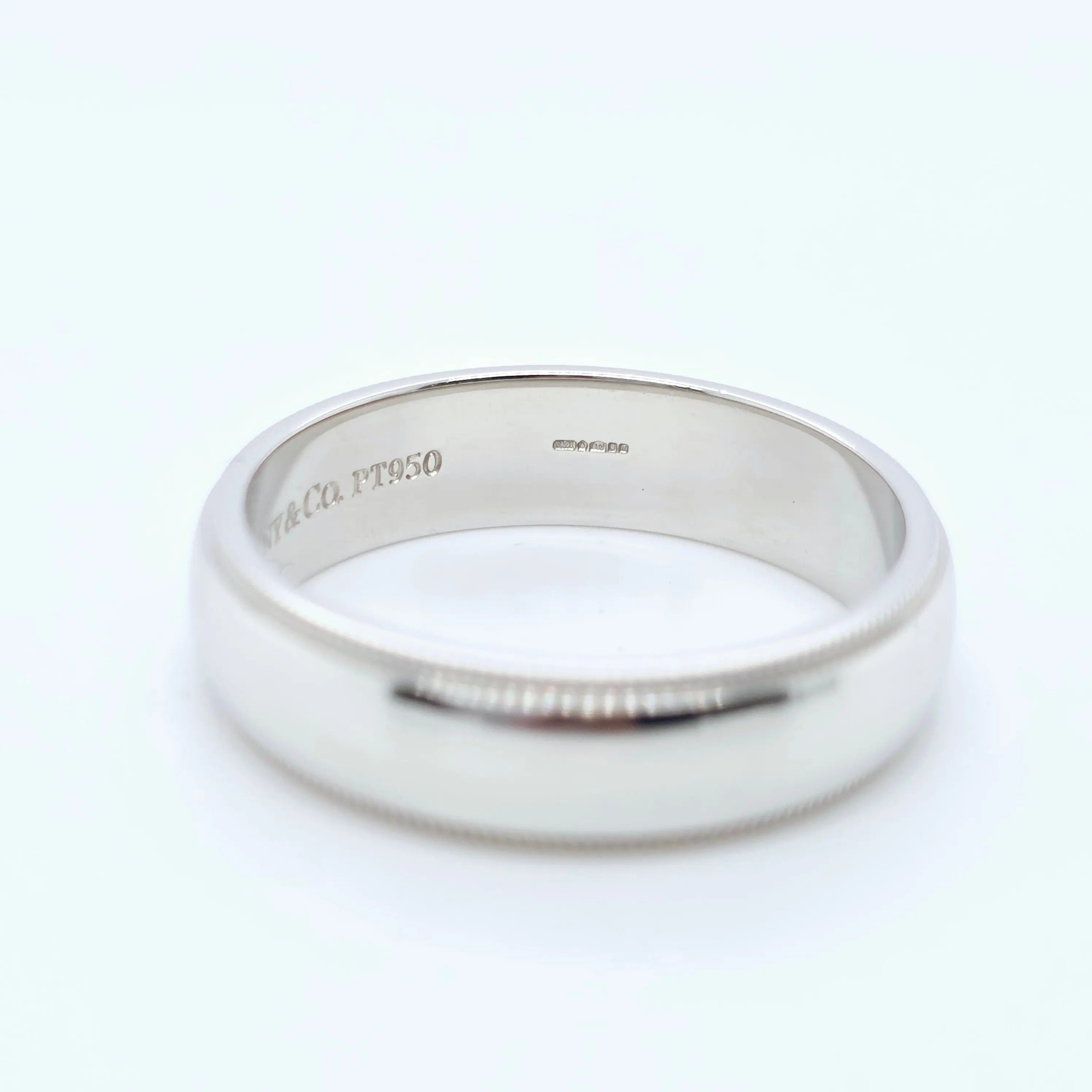 Tiffany & Co. Platinum Wedding Band, Milgrain Edge, 6mm, Size X Chloe's Jewellers