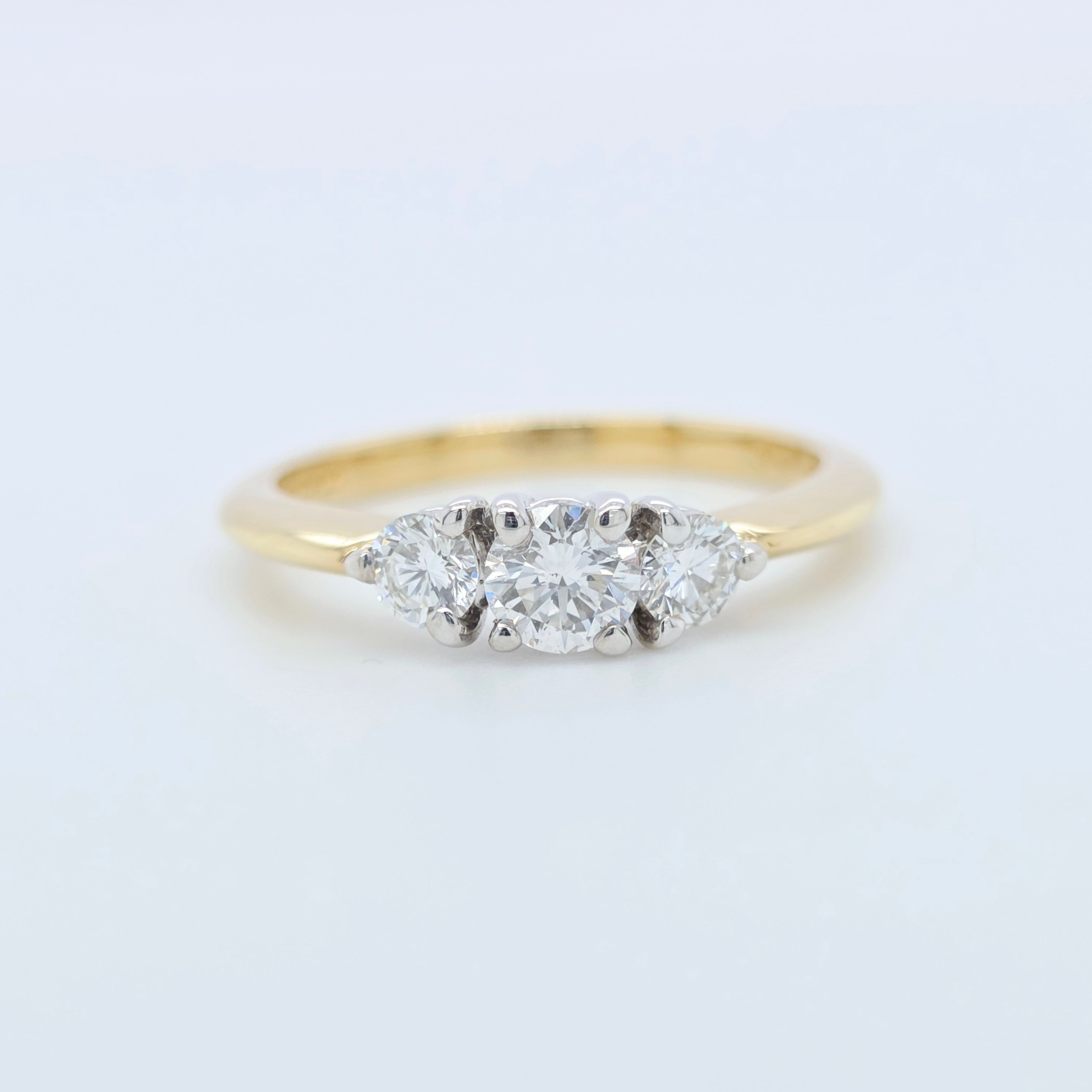 Pre-Owned Three Stone Diamond Ring | 0.45ct | 18K Gold | Size J