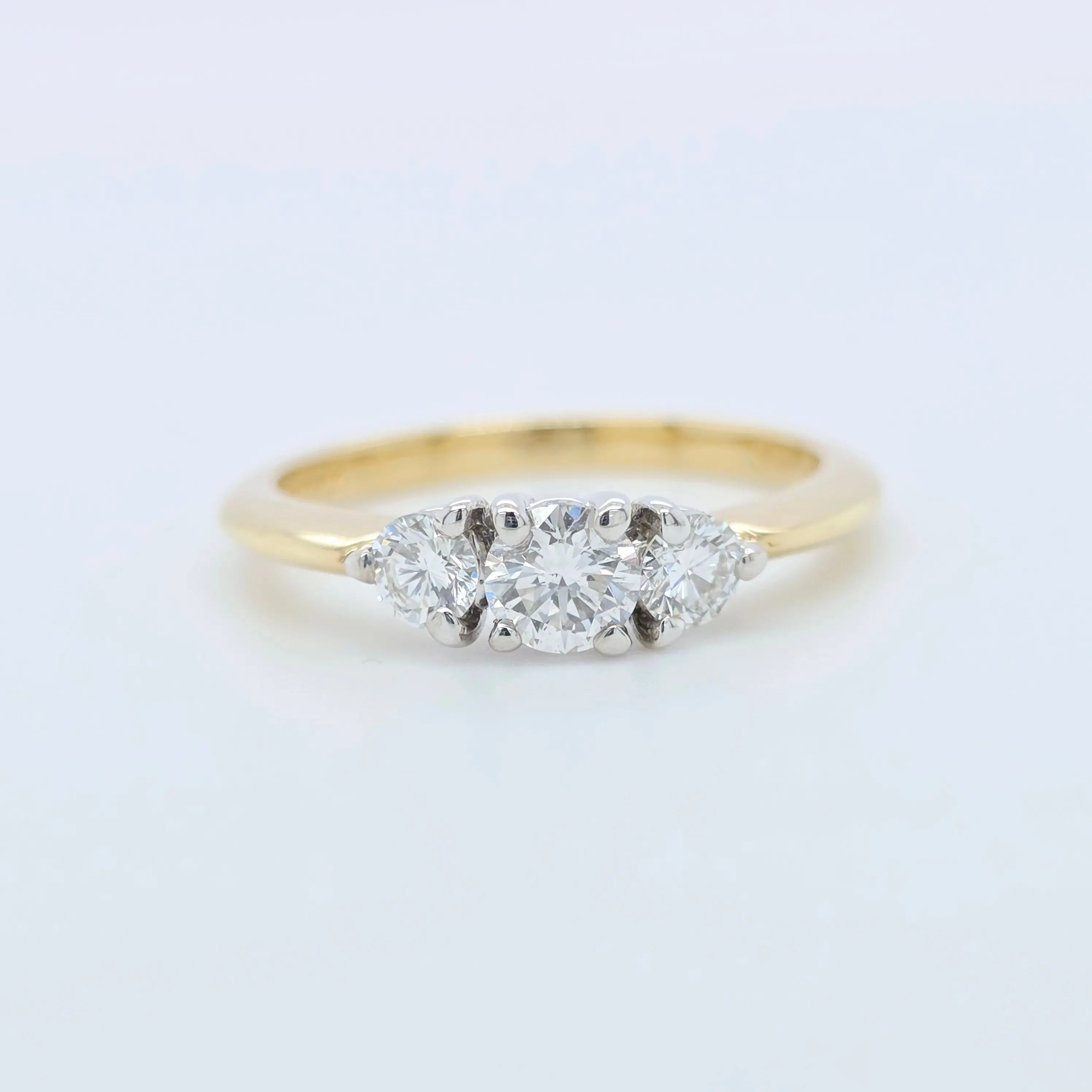 Pre-Owned Three Stone Diamond Ring | 0.45ct | 18K Gold | Size J Chloe's Jewellers