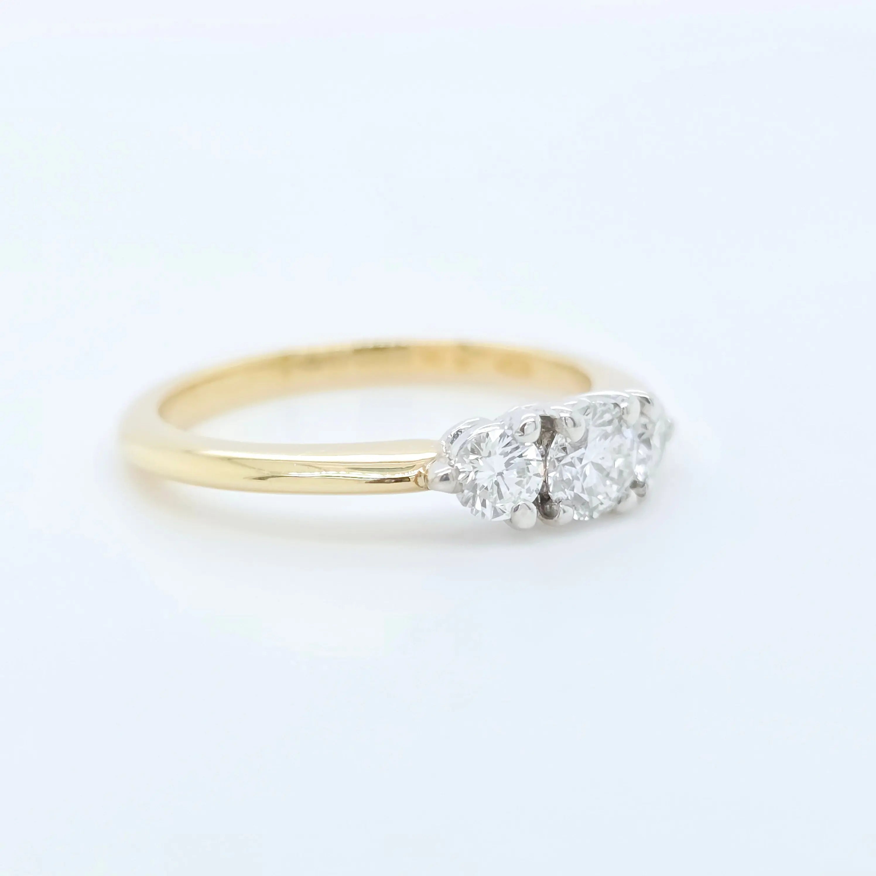 Pre-Owned Three Stone Diamond Ring | 0.45ct | 18K Gold | Size J Chloe's Jewellers