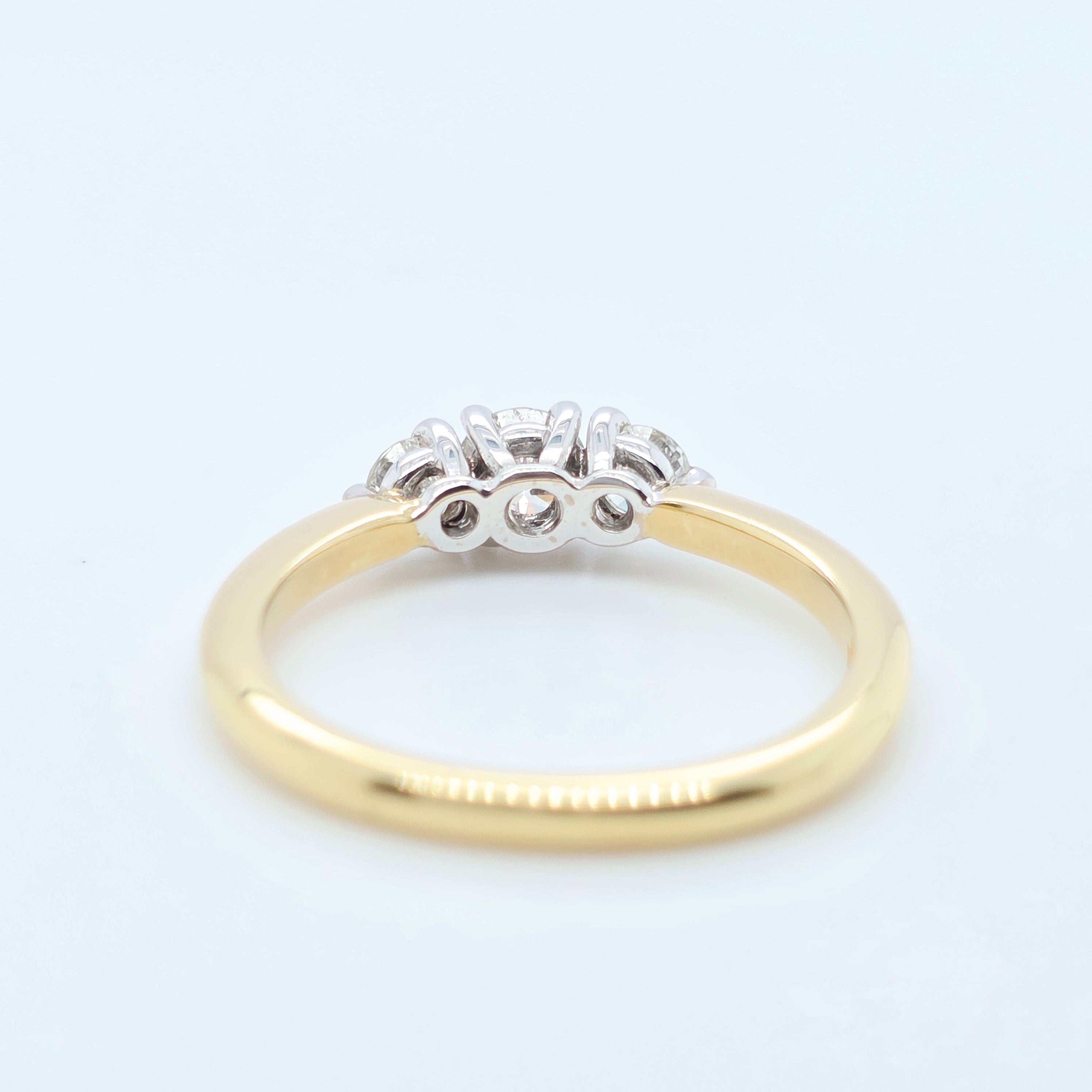 Pre-Owned Three Stone Diamond Ring | 0.45ct | 18K Gold | Size J