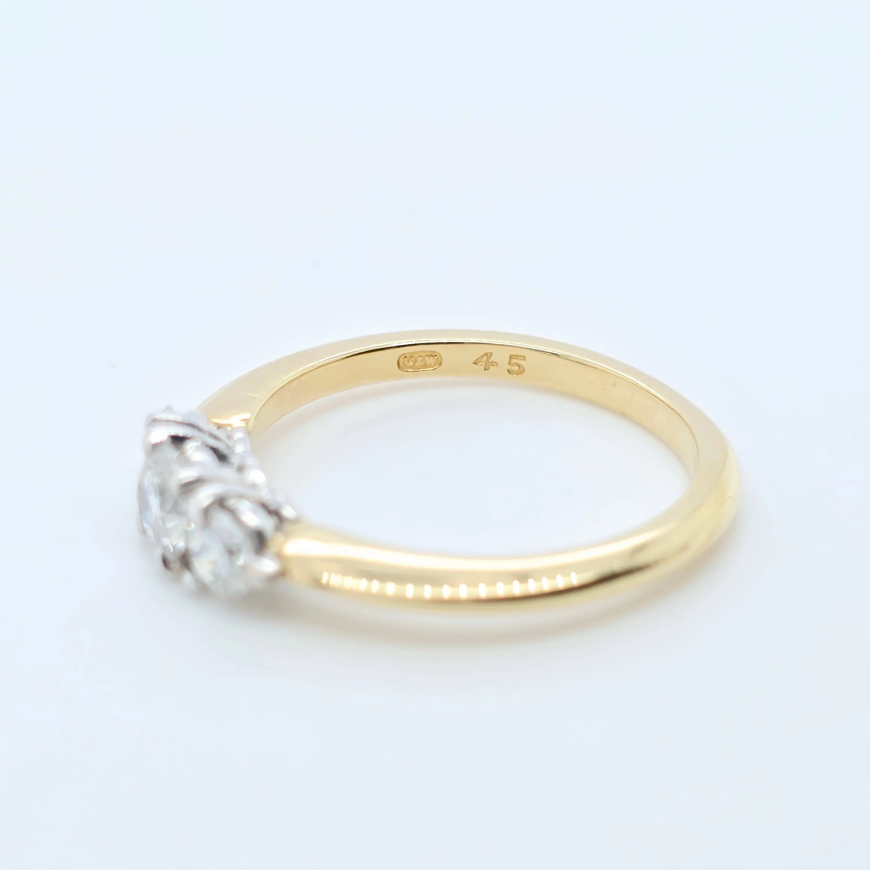 Pre-Owned Three Stone Diamond Ring | 0.45ct | 18K Gold | Size J Chloe's Jewellers