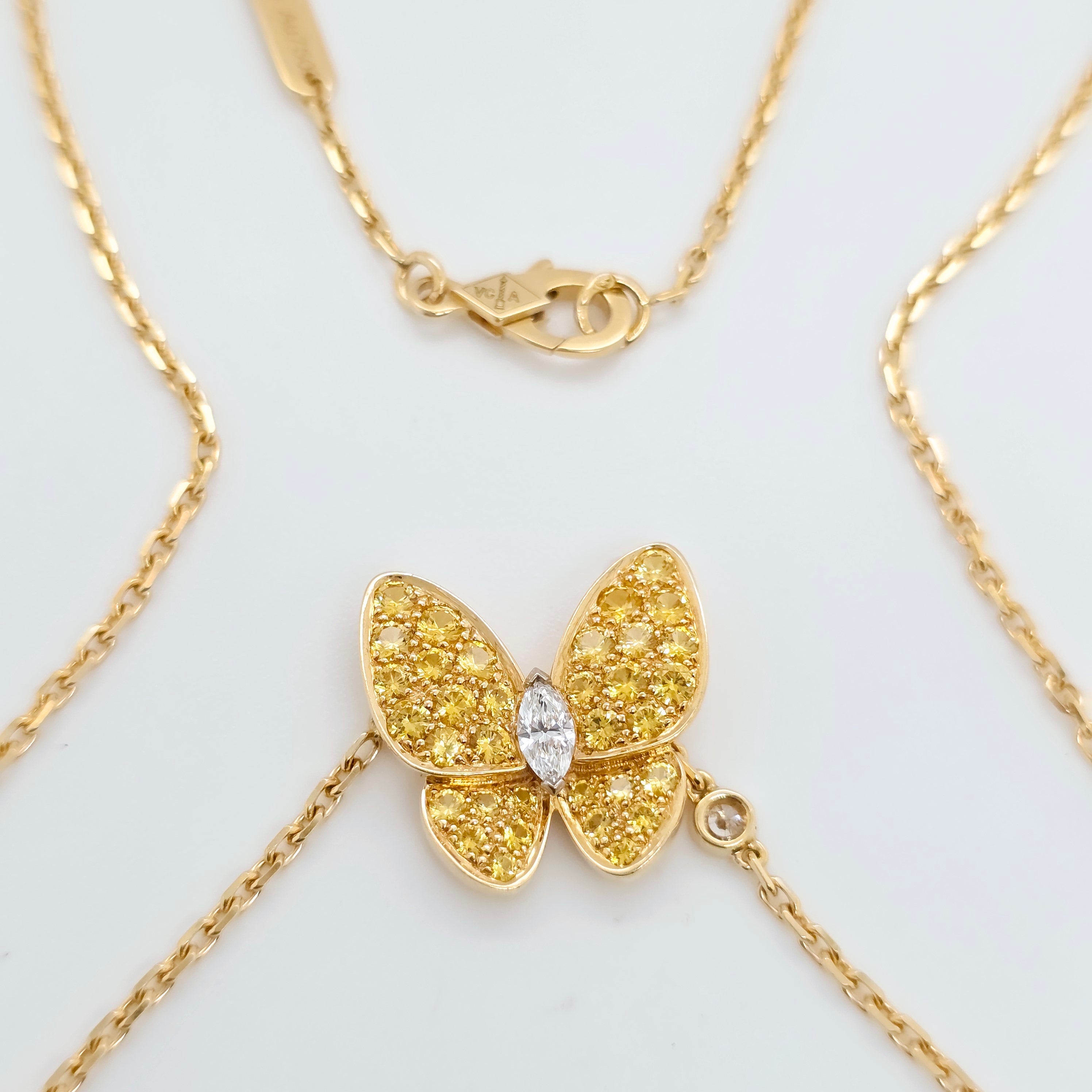 Van Cleef & Arpels Two Butterfly Pendant Necklace, 18ct Yellow Gold, 16.5 Inches Chloe's Jewellers