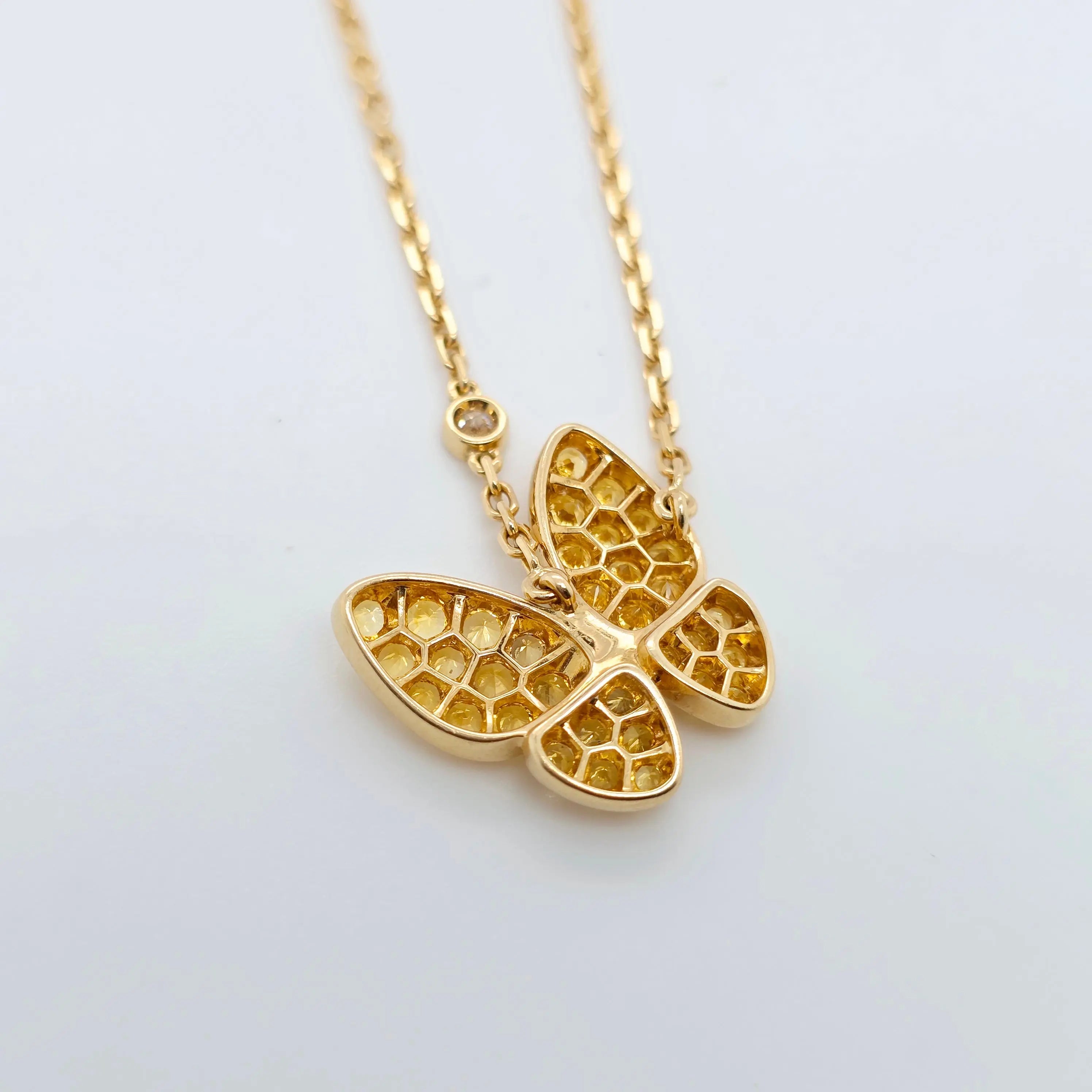 Van Cleef & Arpels Two Butterfly Pendant Necklace, 18ct Yellow Gold, 16.5 Inches Chloe's Jewellers