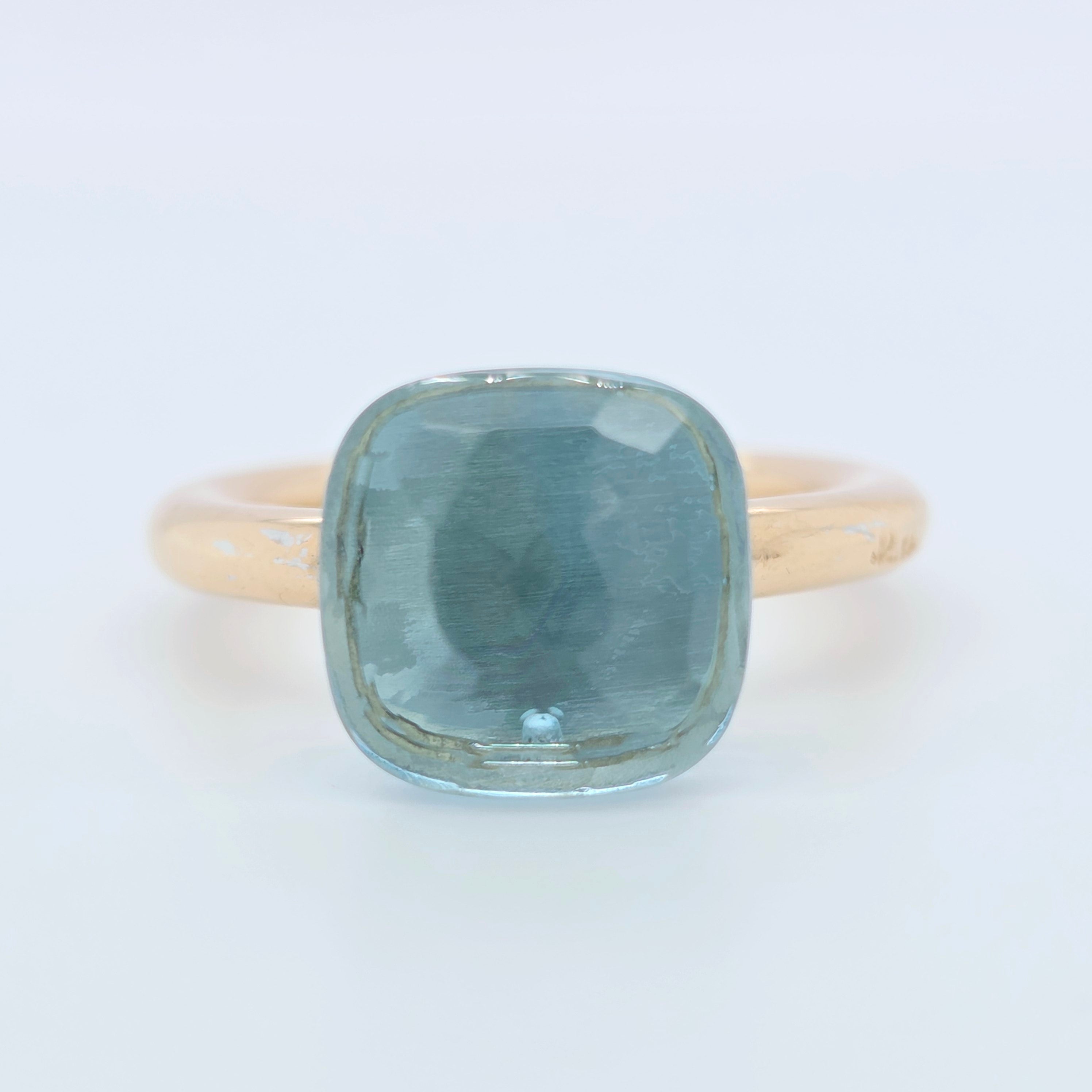 Pre-Owned Pomellato Nudo Classic Ring – 9ct Blue Topaz in 18K Rose & White Gold Chloe's Jewellers