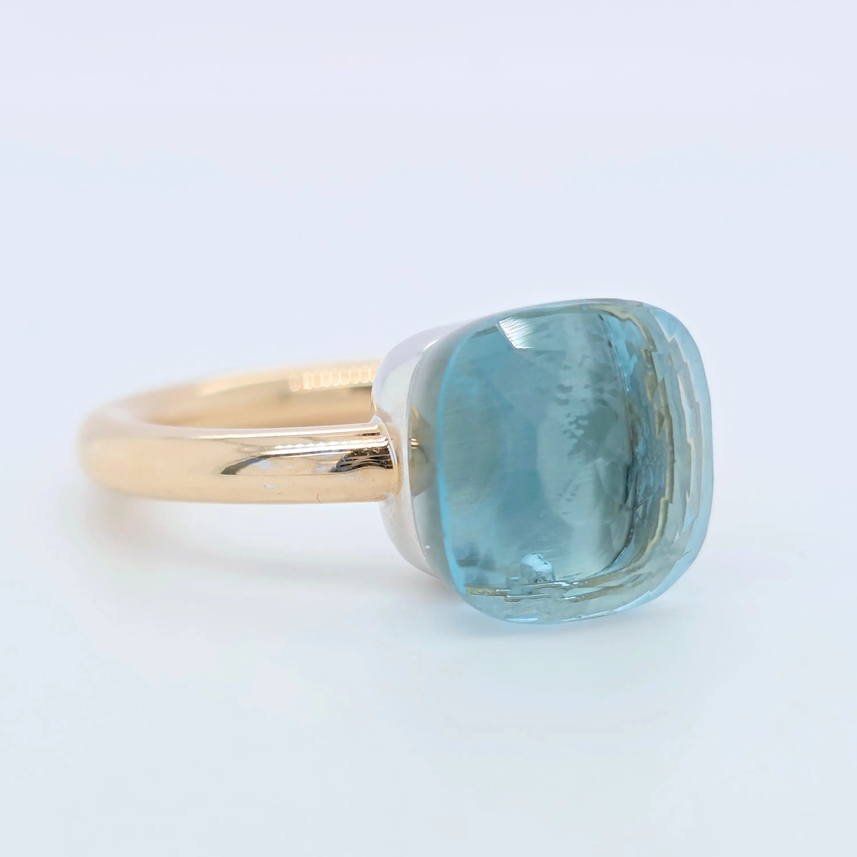 Pre-Owned Pomellato Nudo Classic Ring – 9ct Blue Topaz in 18K Rose & White Gold Chloe's Jewellers
