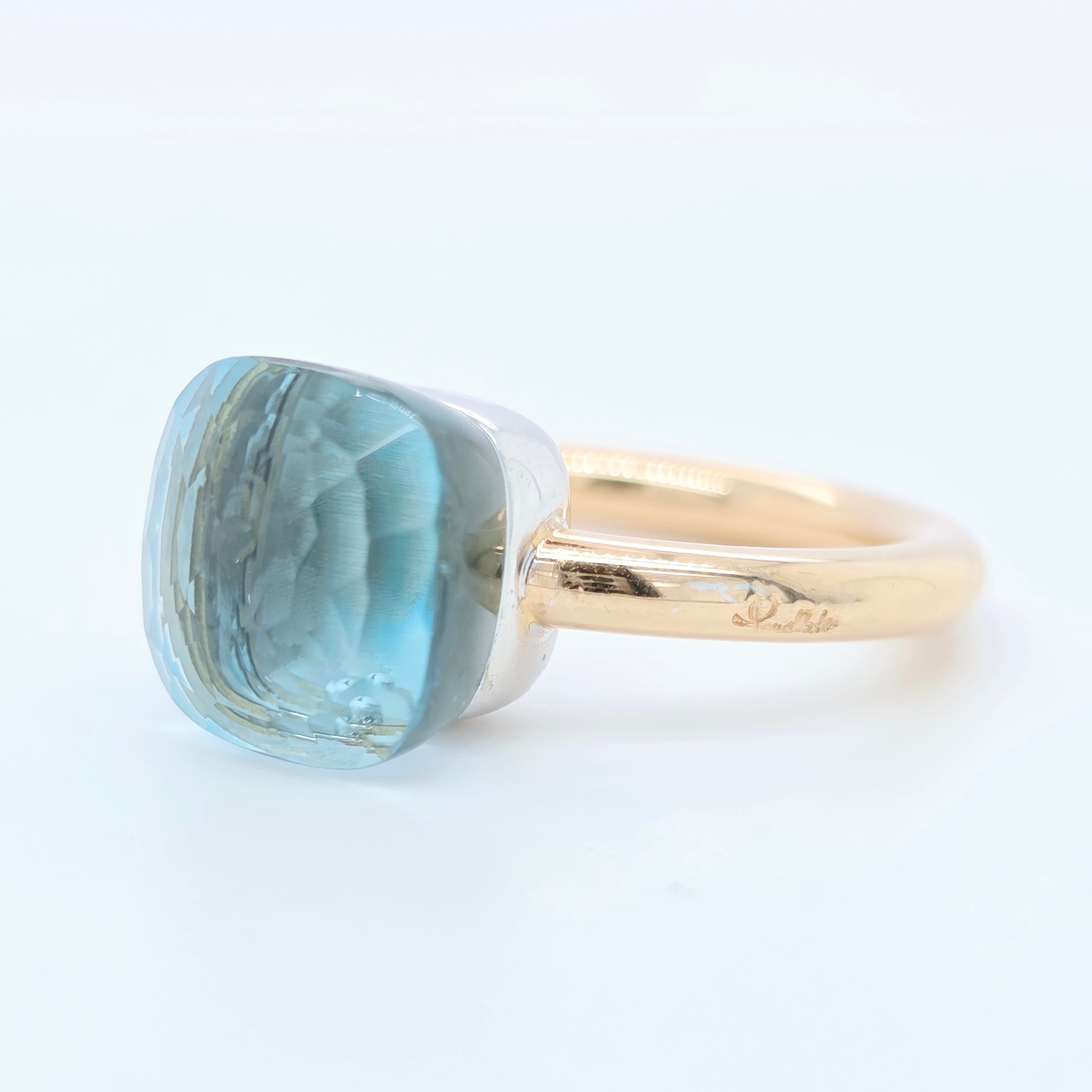 Pre-Owned Pomellato Nudo Classic Ring – 9ct Blue Topaz in 18K Rose & White Gold Chloe's Jewellers