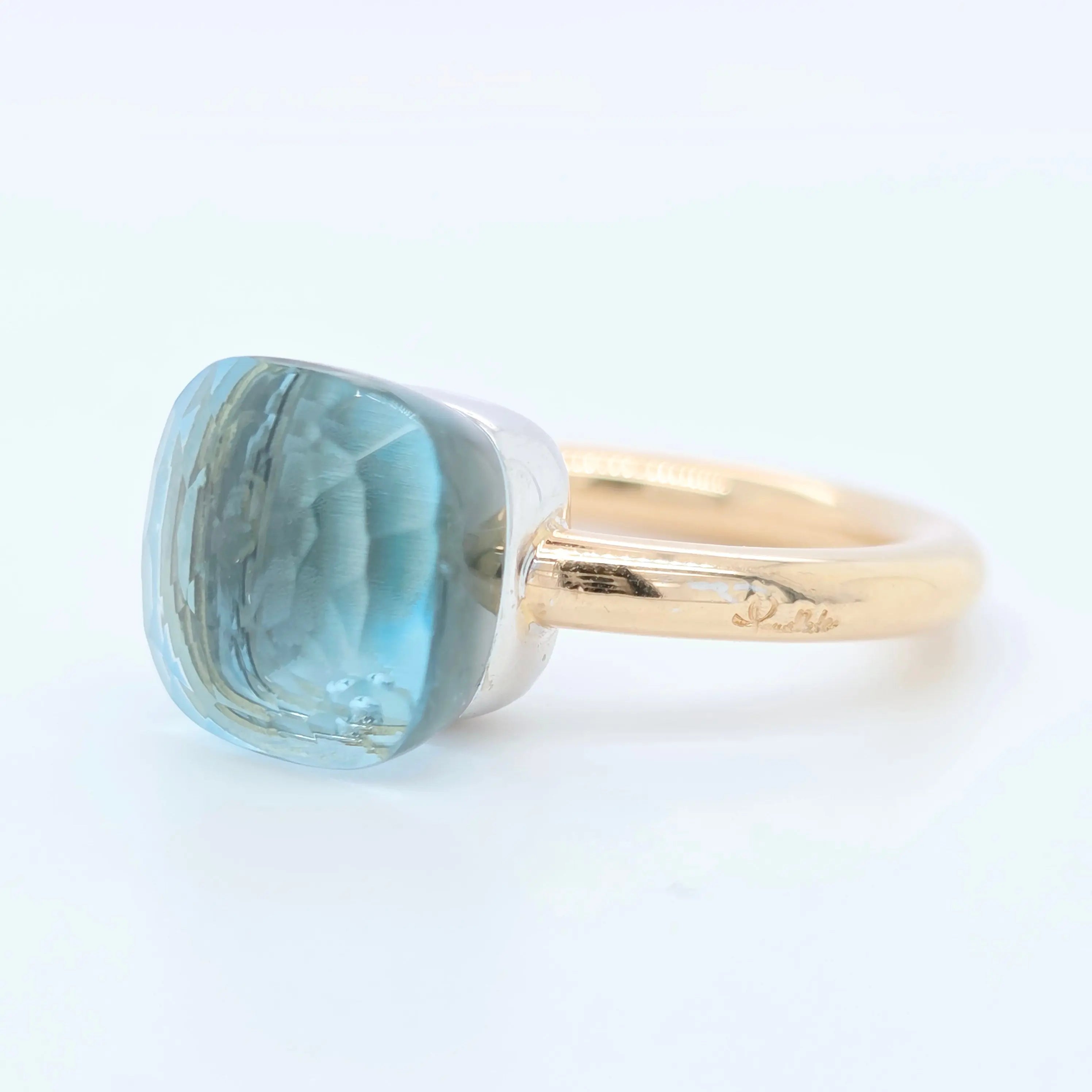 Pre-Owned Pomellato Nudo Classic Ring – 9ct Blue Topaz in 18K Rose & White Gold Chloe's Jewellers