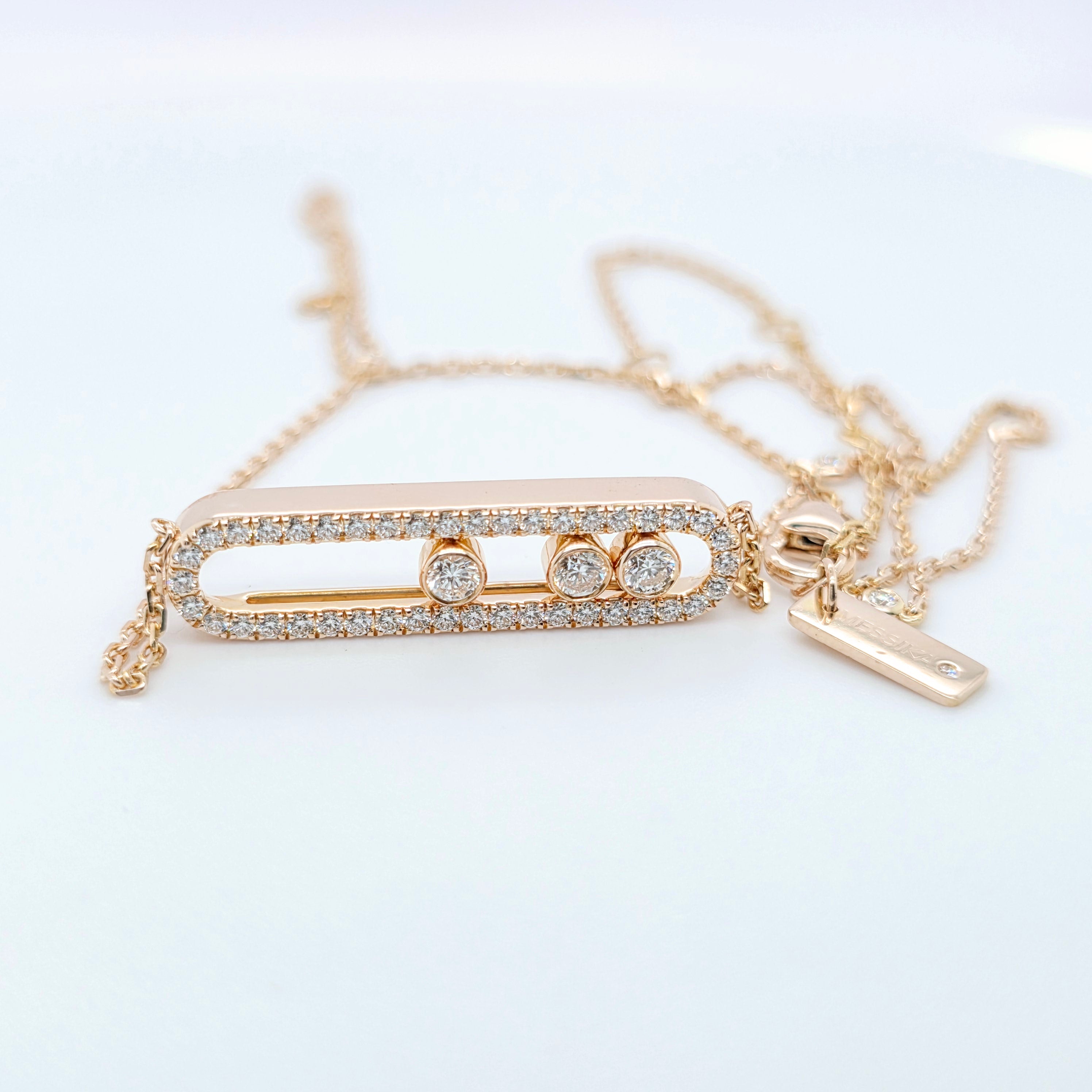 Messika Move Diamond Pave Necklace, Totals 0.65ct, 18ct Rose Gold, 17 Inches