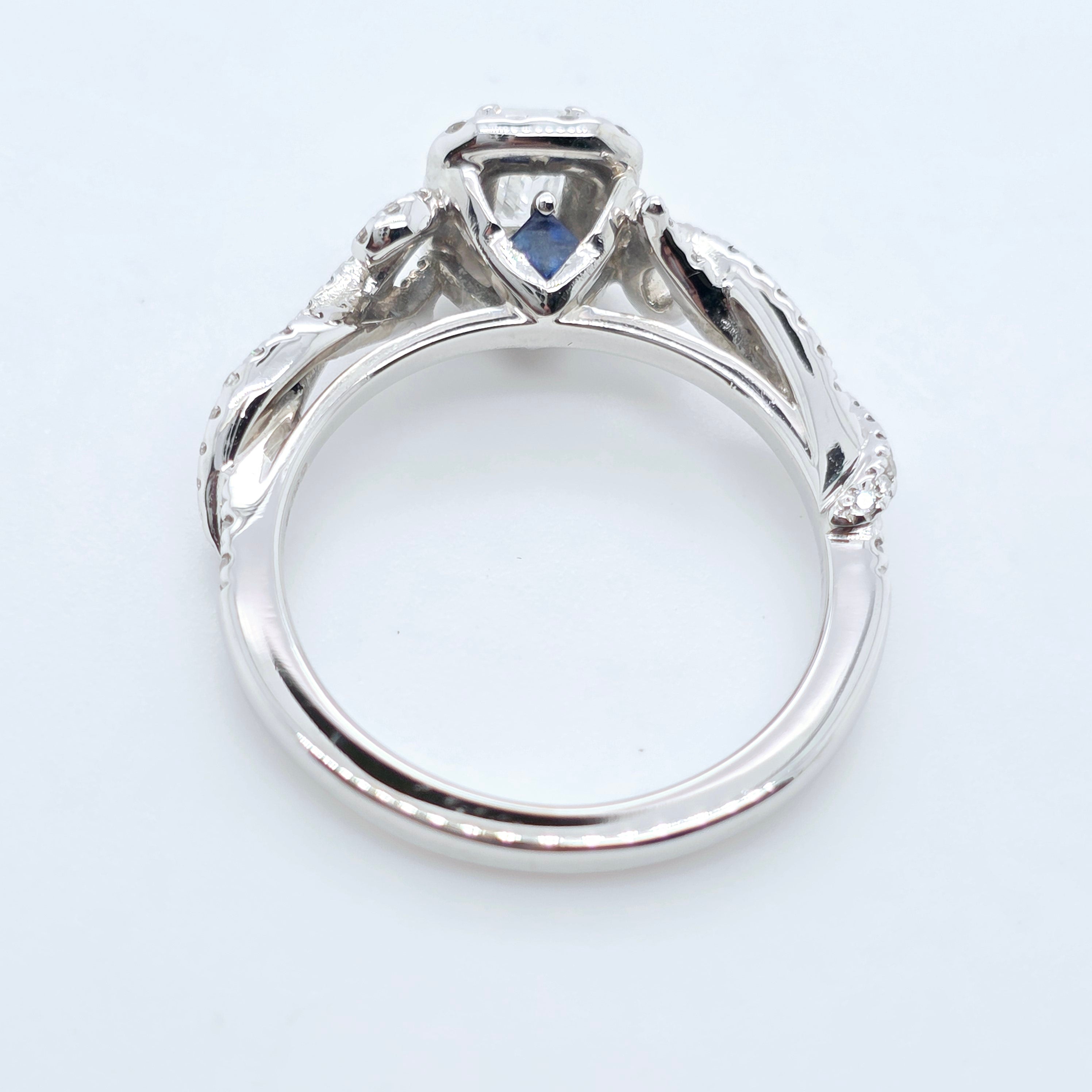 Vera Wang, Emerald Cut Diamond Halo, Diamonds Total 0.70ct, 18ct White Gold Chloe's Jewellers