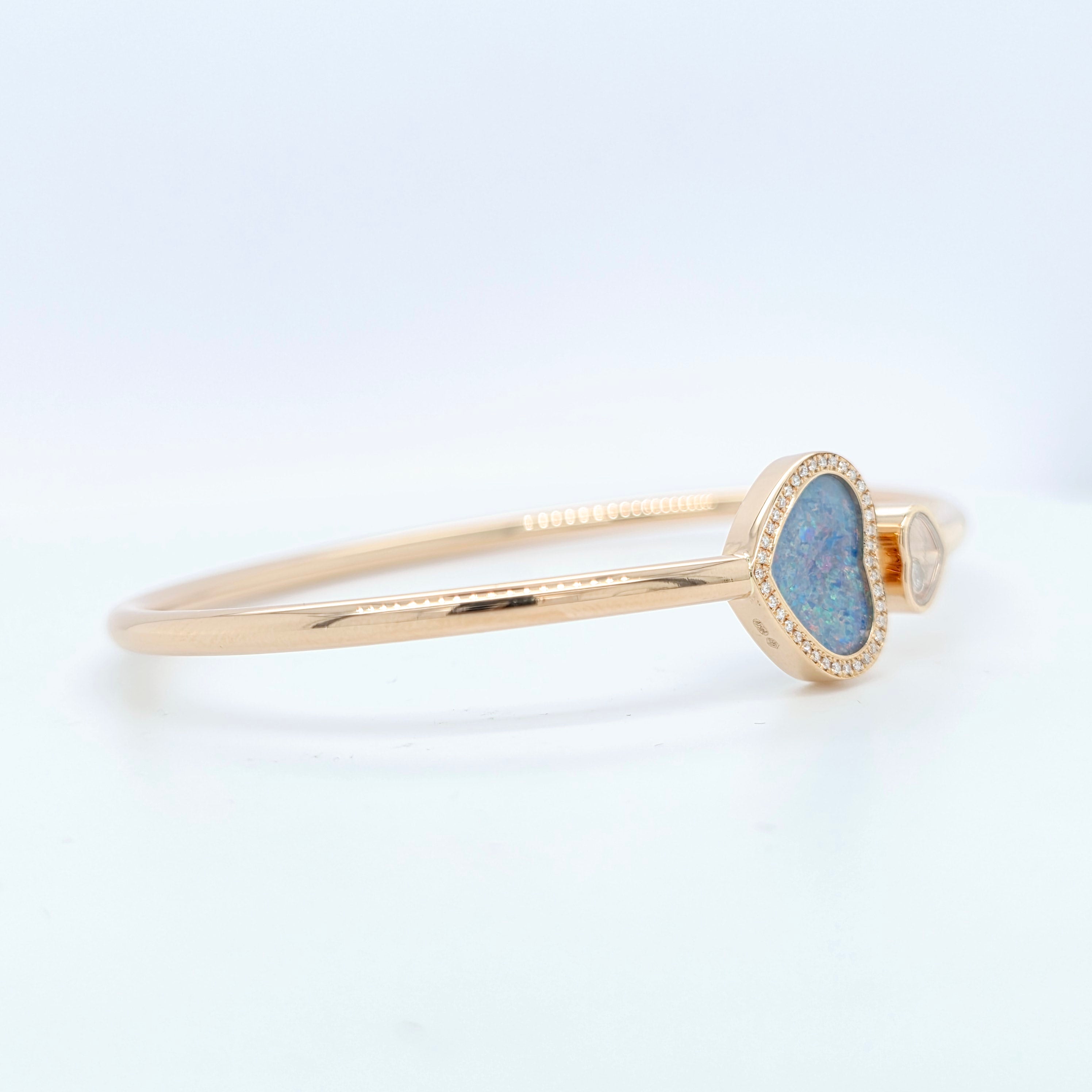 Chopard Happy Hearts Opal Bracelet, 18ct Rose Gold and Diamonds, Size 17-Medium
