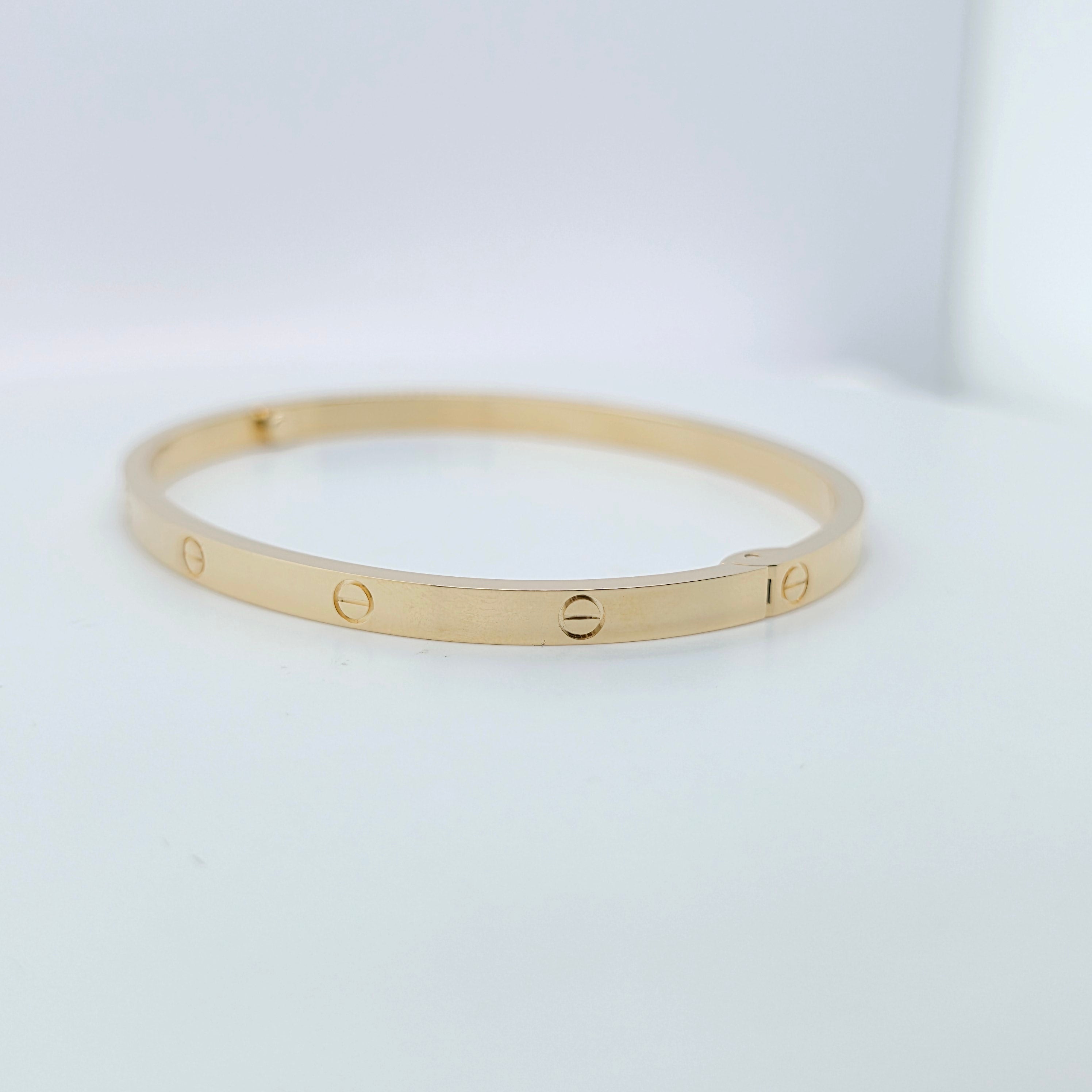 Cartier Love Bracelet, Small Model, 18ct Yellow Gold, Size 17, Box Chloe's Jewellers