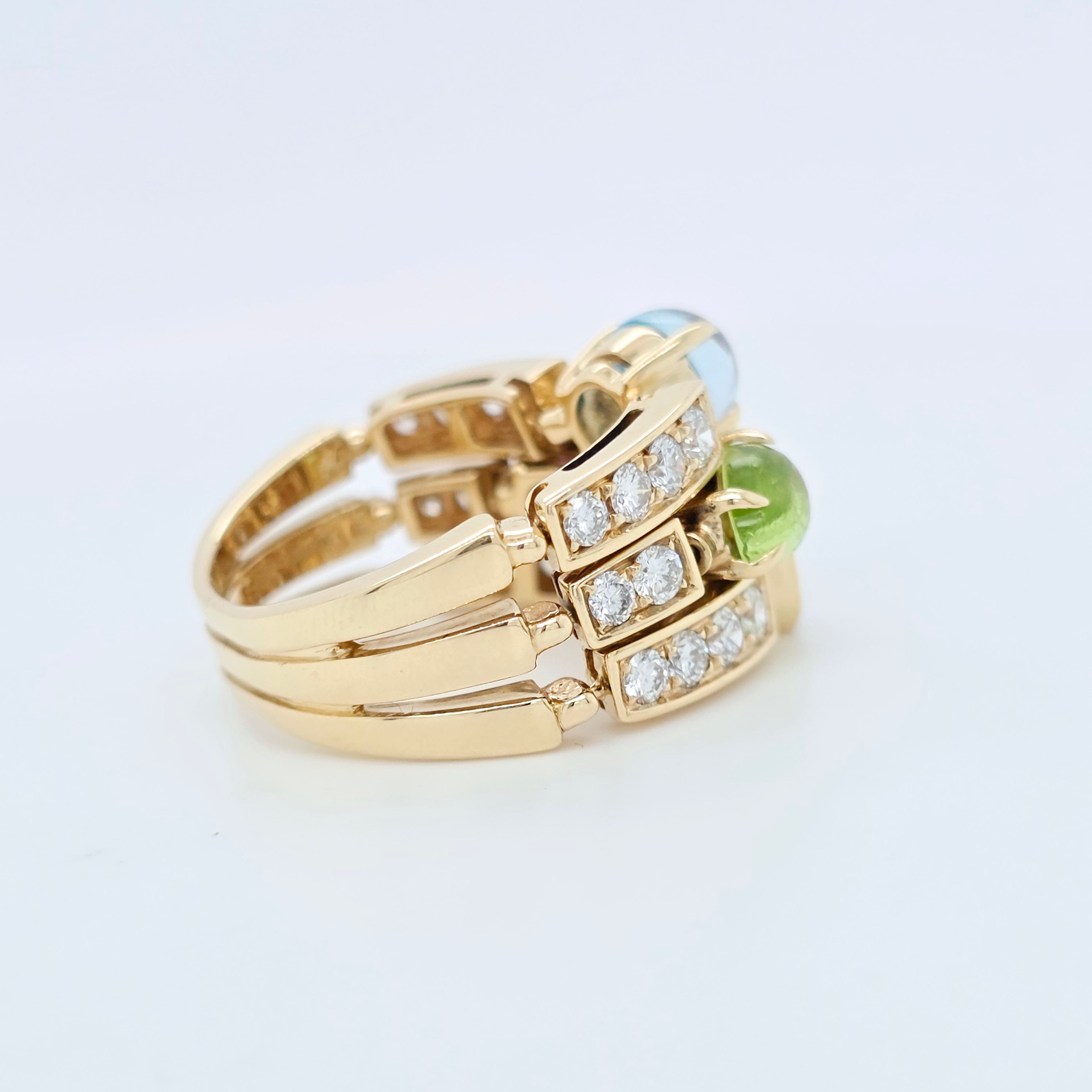 Bvlgari Allegra Multi Gemstone & Diamond Ring, 18ct Yellow Gold, Size 55 / O 1/2 Chloe's Jewellers