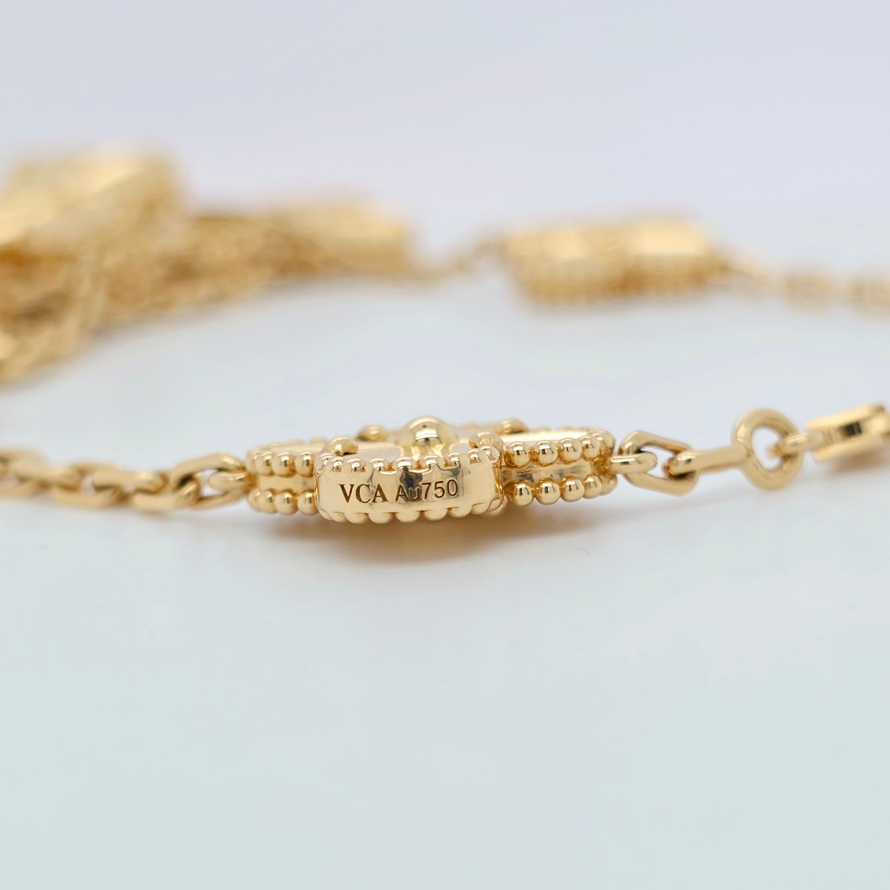 Van Cleef & Arpels Vintage Alhambra Necklace, 10 motifs, 18ct Yellow Gold, Box Chloe's Jewellers