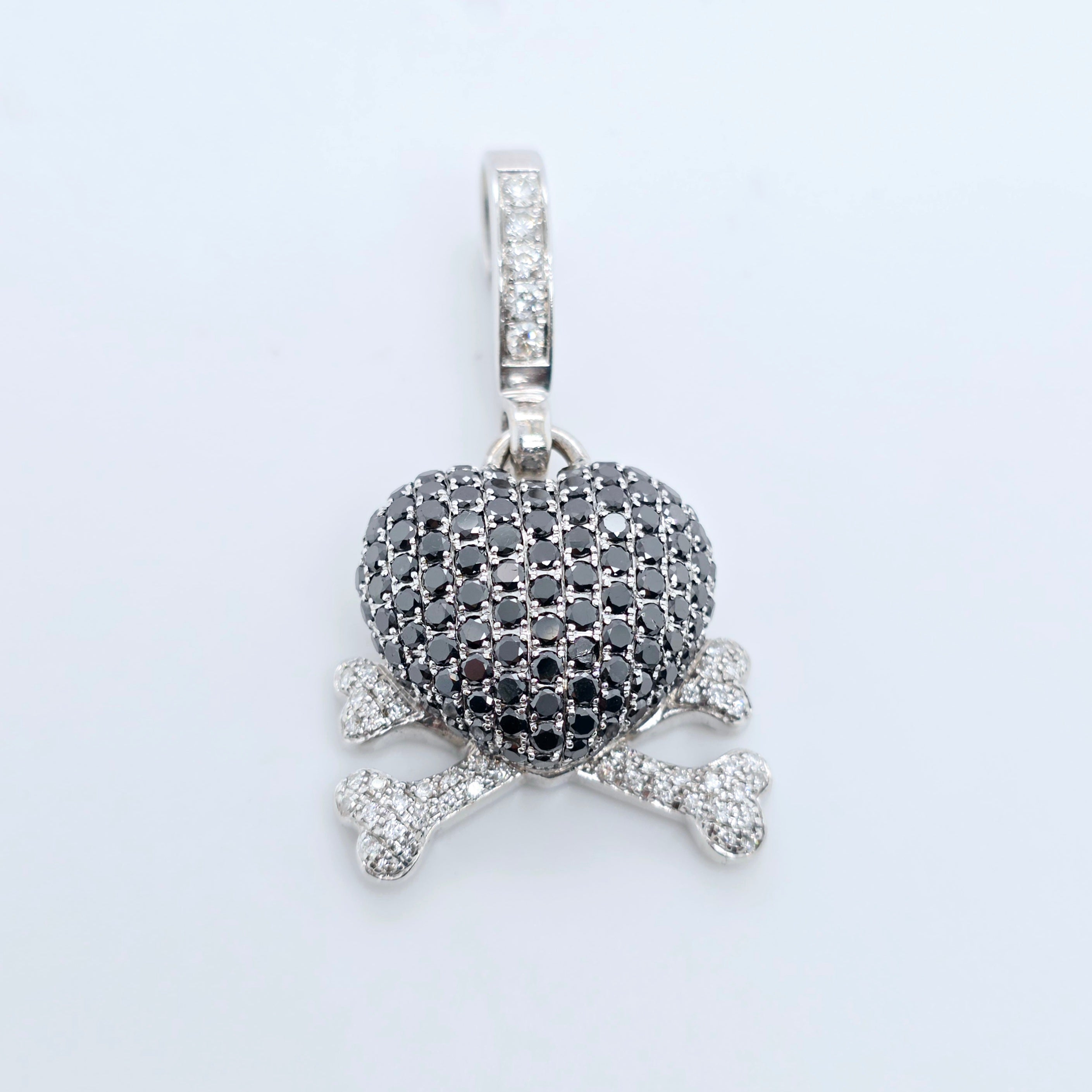 Theo Fennell Heart and Crossbones Diamond Charm, 18ct White Gold Chloe's Jewellers
