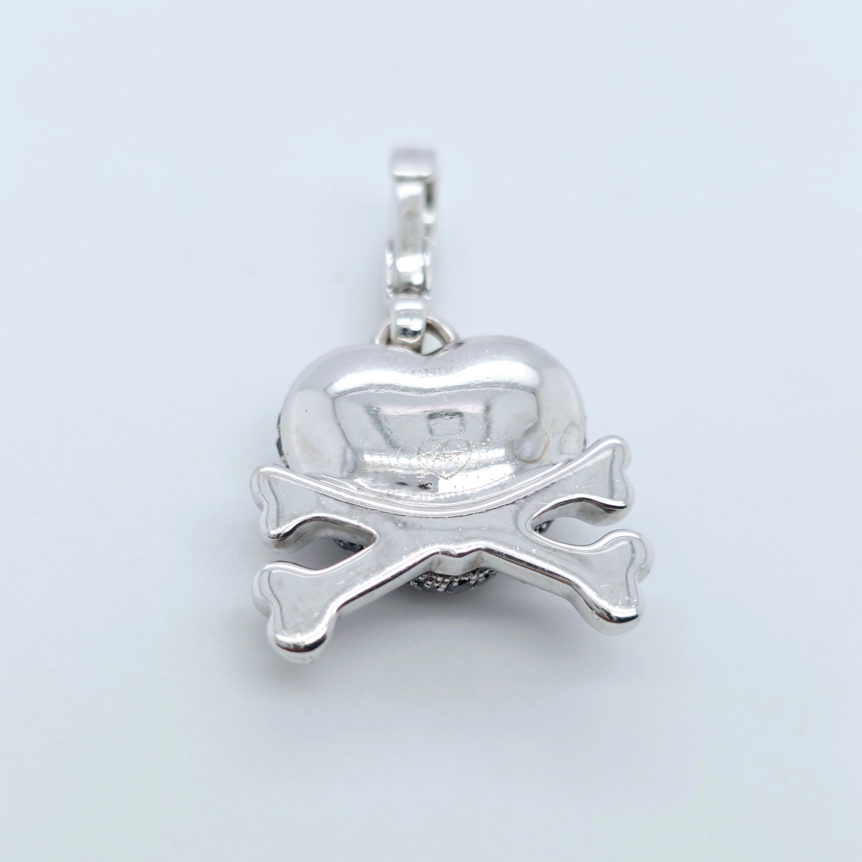 Theo Fennell Heart and Crossbones Diamond Charm, 18ct White Gold