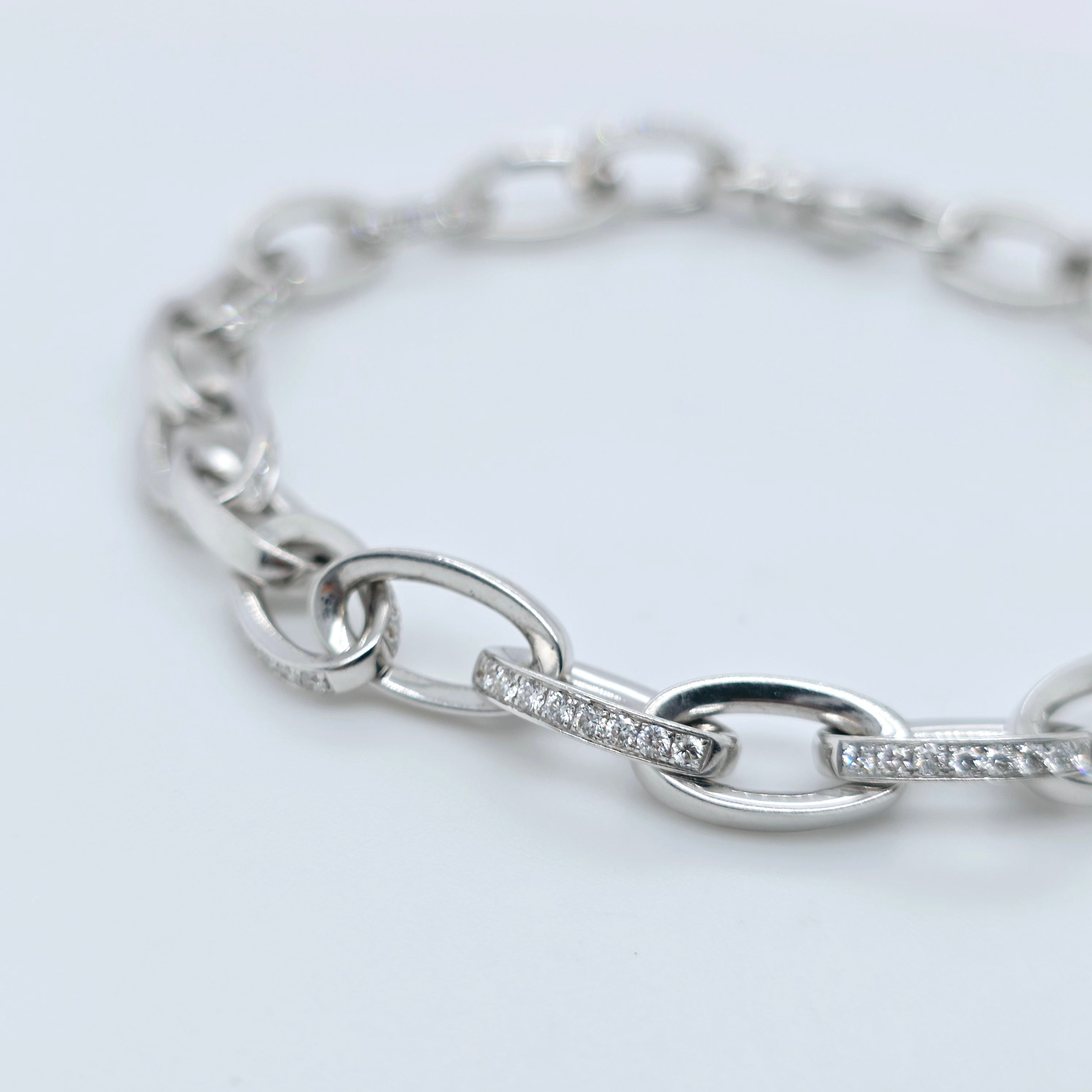Theo Fennell Bracelet, Oval Diamond Link Design, 18ct White Gold, 7.5 Inches