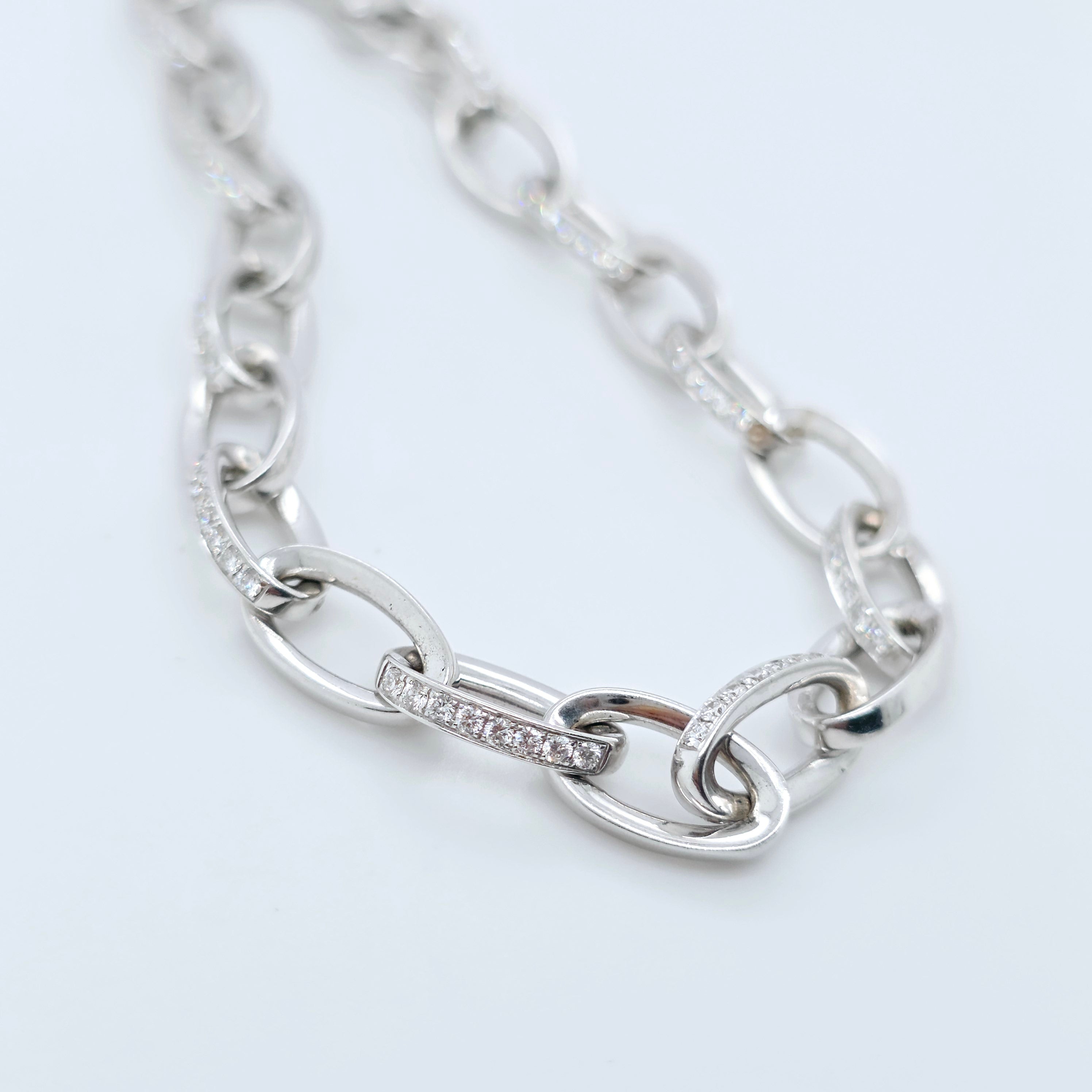 Theo Fennell Bracelet, Oval Diamond Link Design, 18ct White Gold, 7.5 Inches