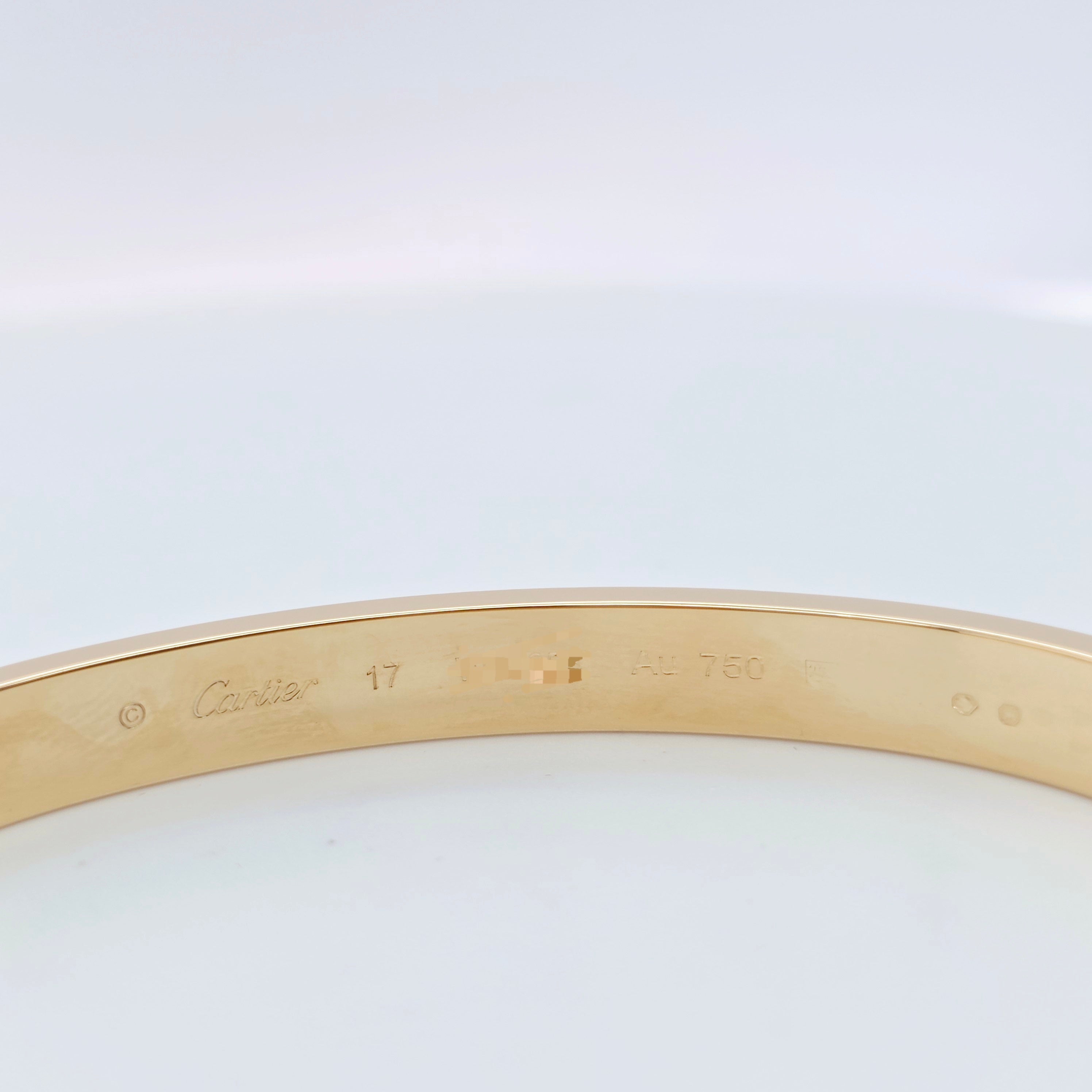 Cartier Love Bracelet, Classic Model, Size 17, 18ct Yellow Gold, Cartier Box