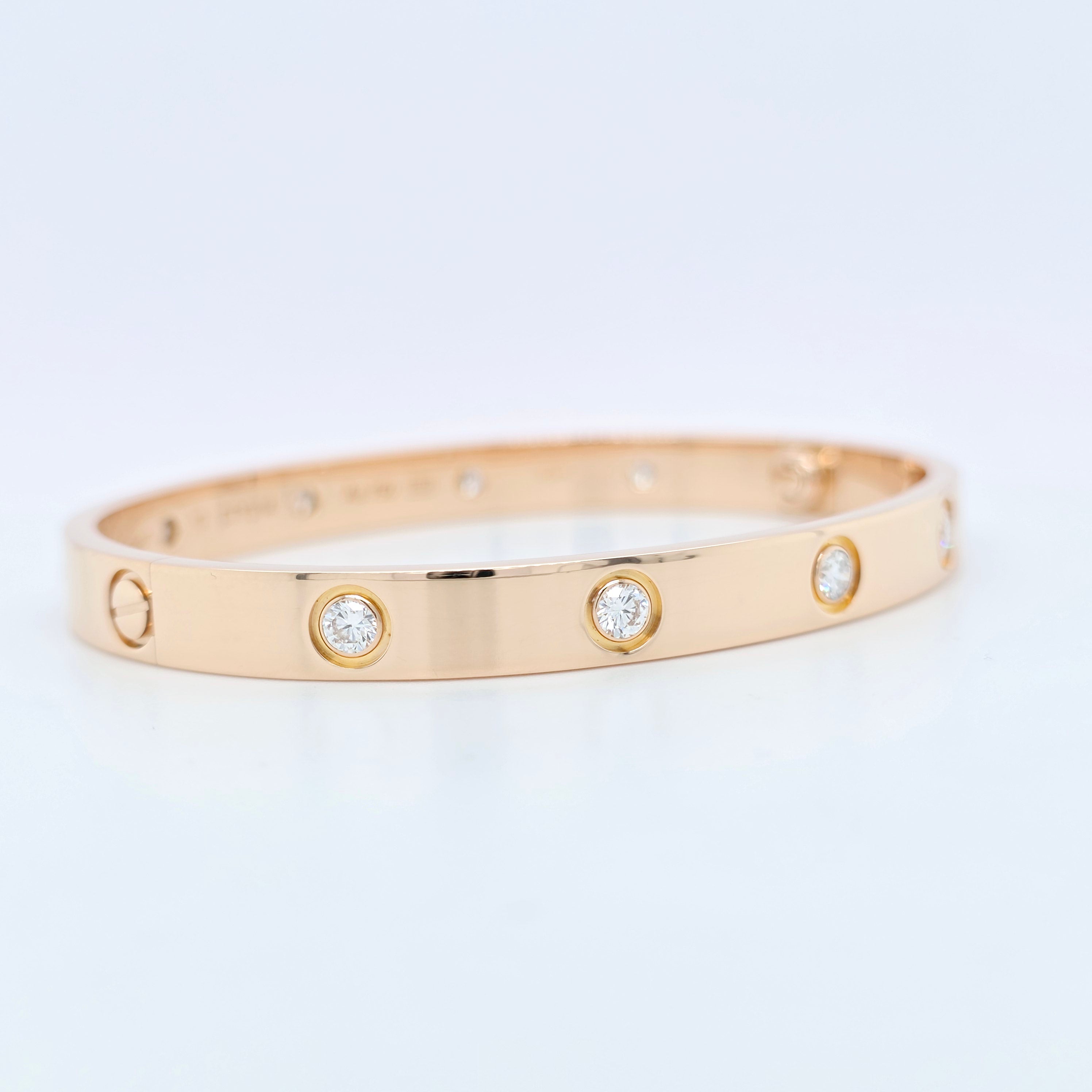 Cartier Love Bracelet, Classic Model, 10 Diamonds, 18ct Rose Gold, Size 17, Box Chloe's Jewellers
