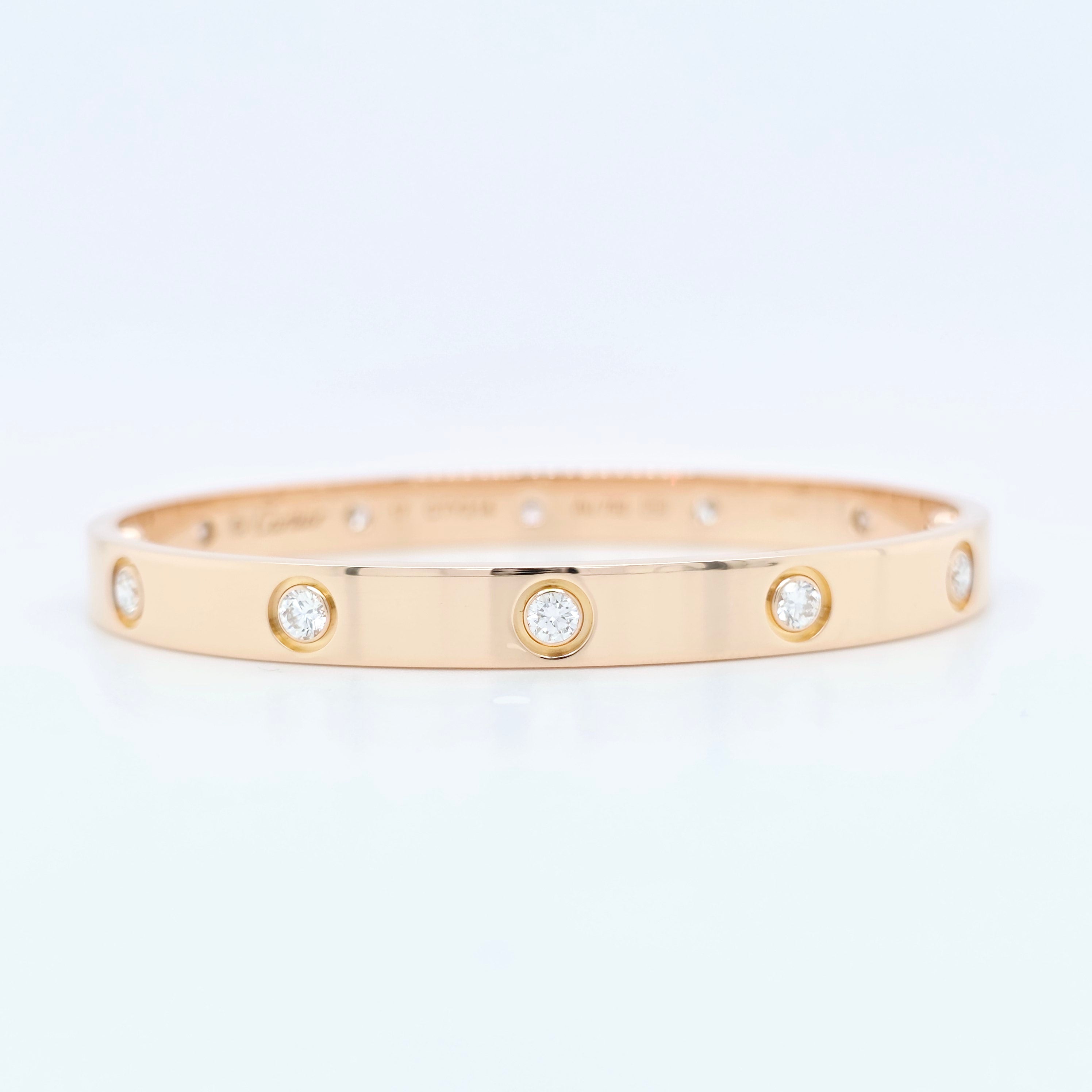 Cartier Love Bracelet, Classic Model, 10 Diamonds, 18ct Rose Gold, Size 17, Box Chloe's Jewellers