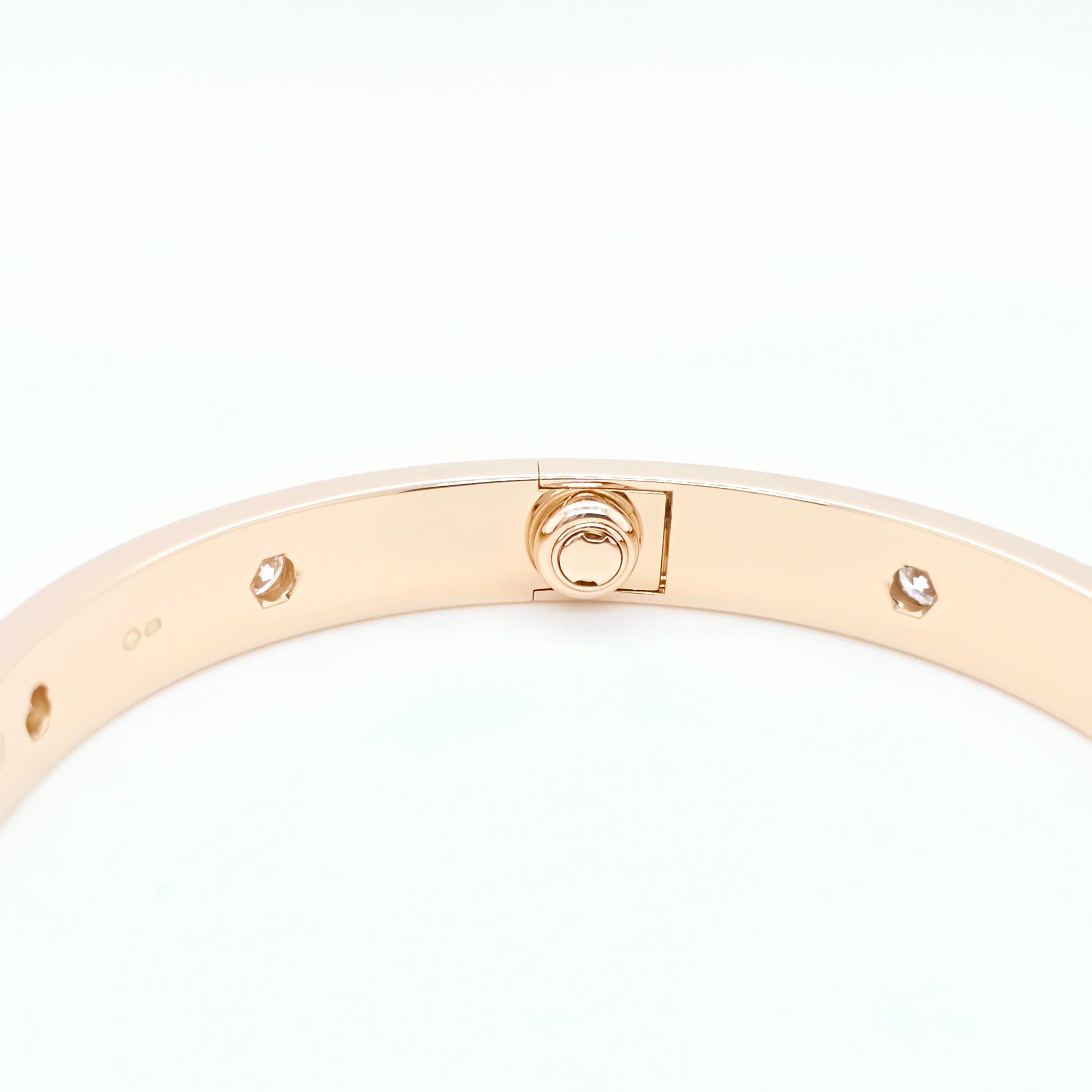 Cartier Love Bracelet, Classic Model, 10 Diamonds, 18ct Rose Gold, Size 17, Box Chloe's Jewellers