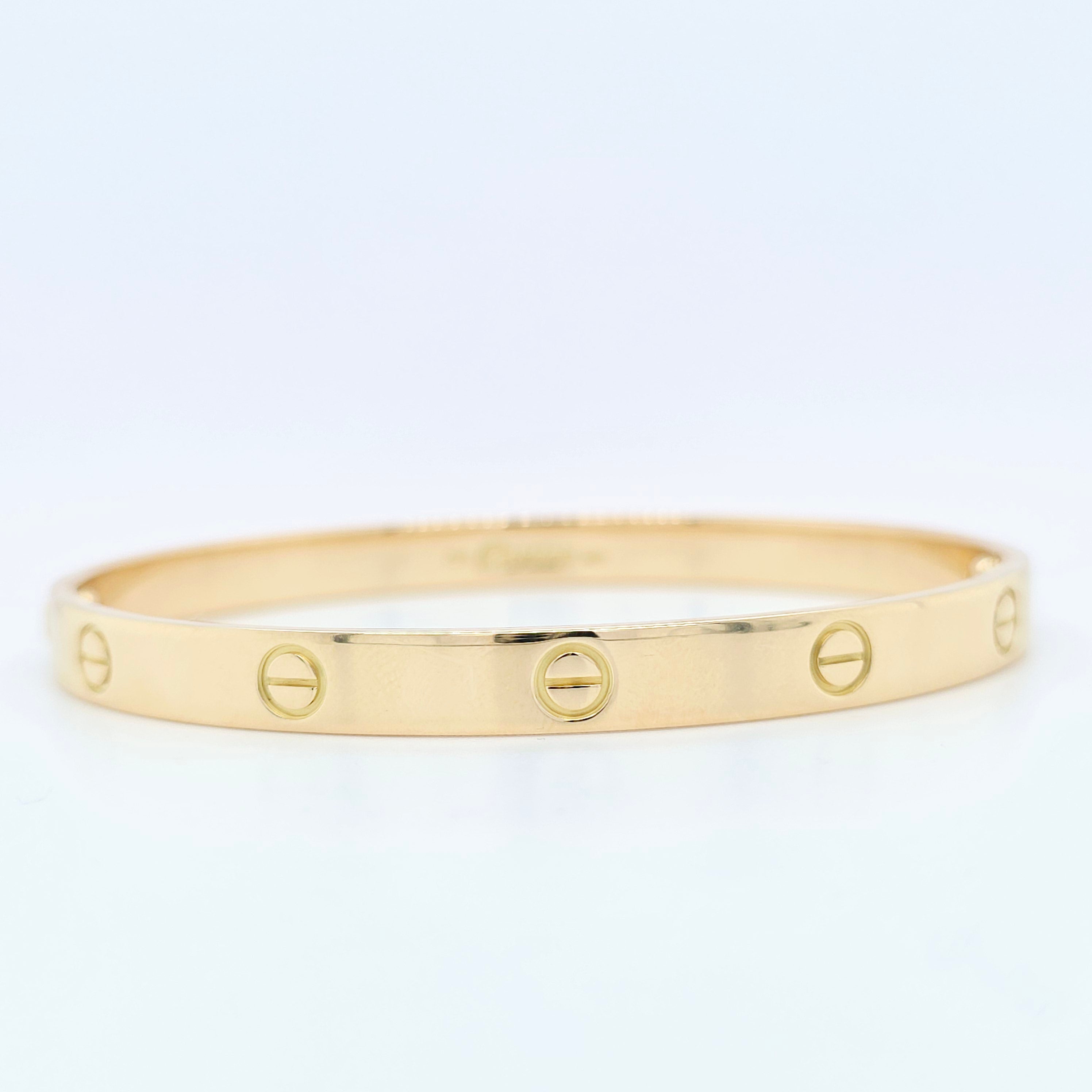 Cartier Love Bracelet, Classic Model, 18ct Yellow Gold, Size 20, Box & Papers Chloe's Jewellers