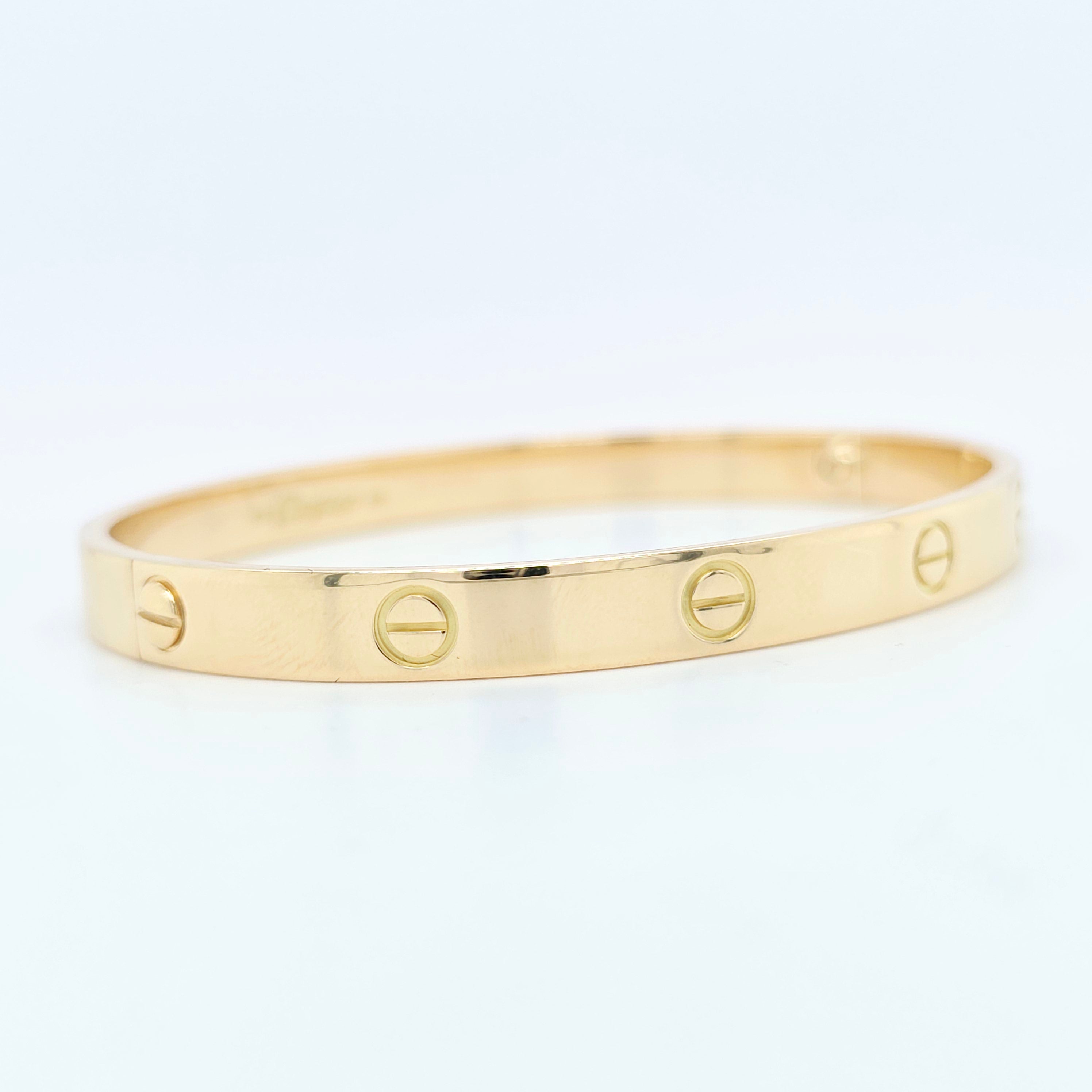 Cartier Love Bracelet, Classic Model, 18ct Yellow Gold, Size 20, Box & Papers Chloe's Jewellers