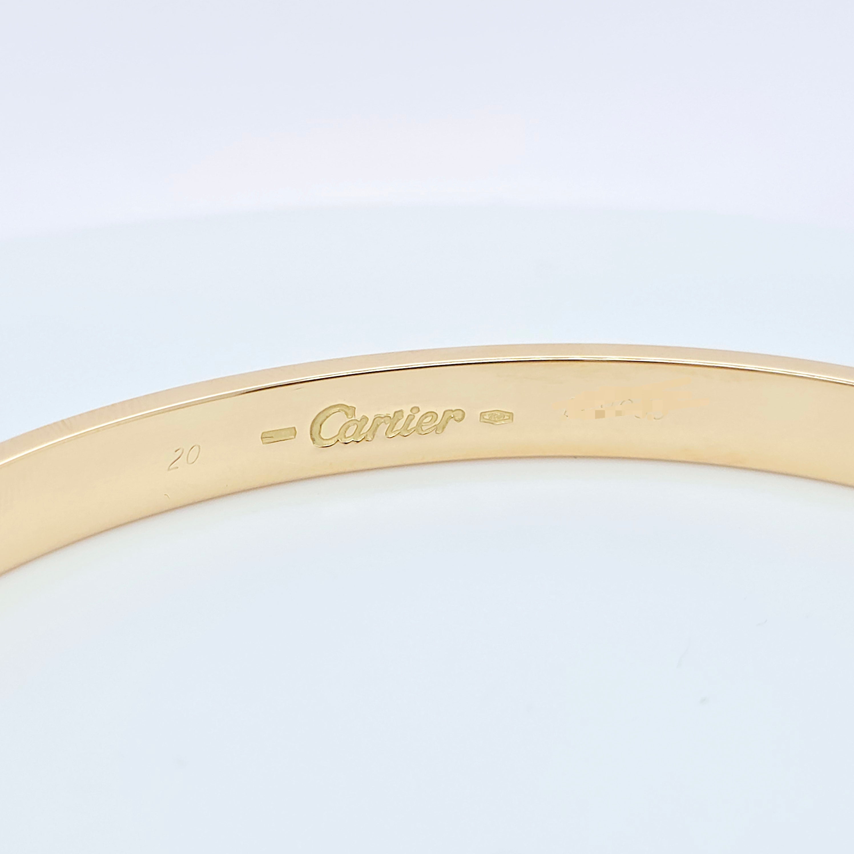 Cartier Love Bracelet, Classic Model, 18ct Yellow Gold, Size 20, Box & Papers Chloe's Jewellers