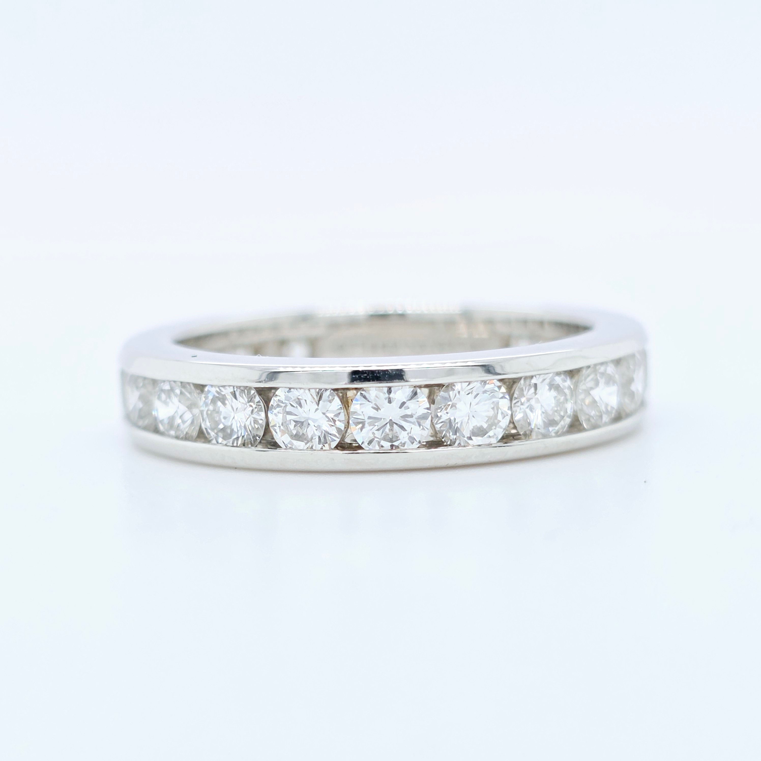Tiffany & Co. Round Cut Diamond Full Eternity Band, Platinum, 4mm, Size M, Box Chloe's Jewellers