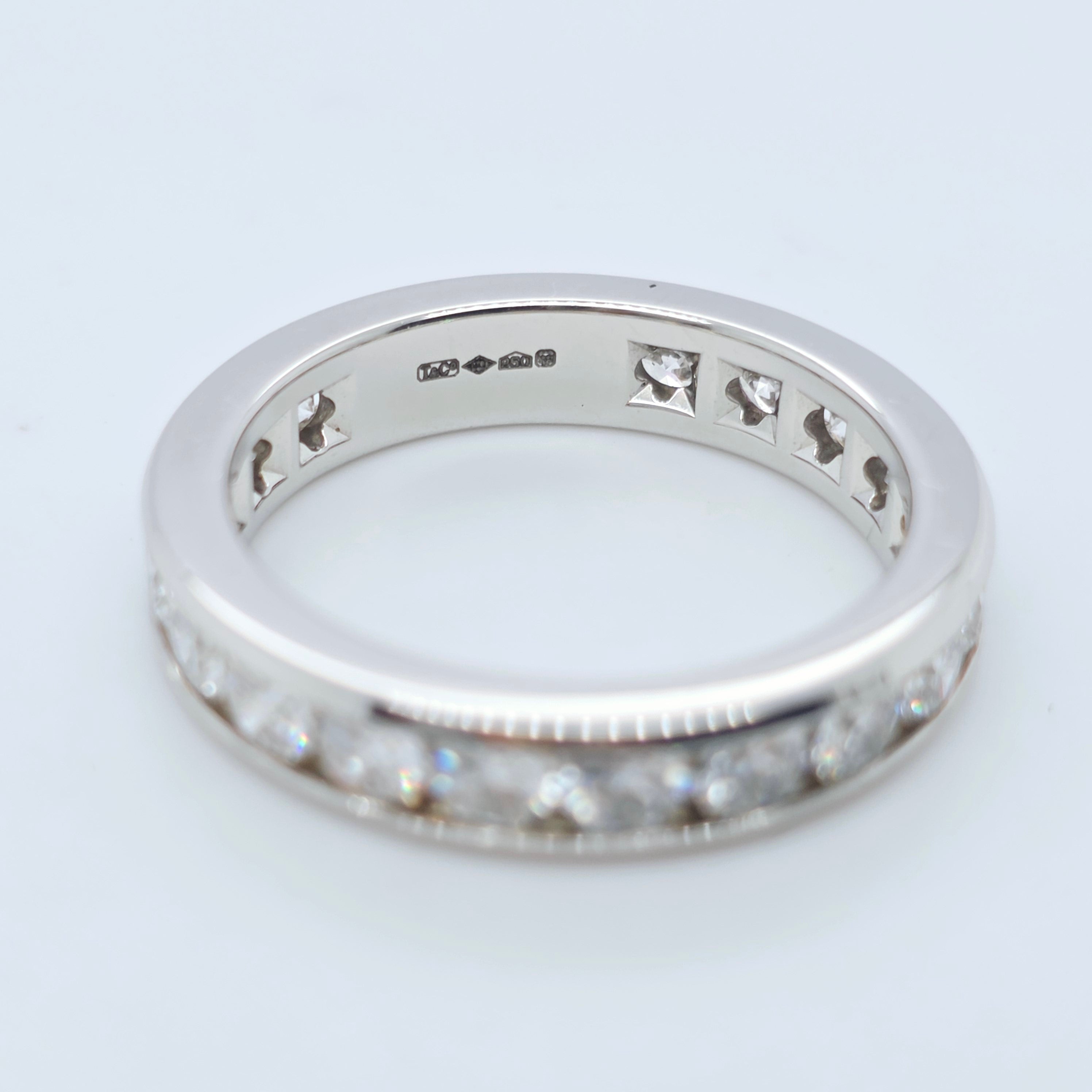 Tiffany & Co. Round Cut Diamond Full Eternity Band, Platinum, 4mm, Size M, Box Chloe's Jewellers
