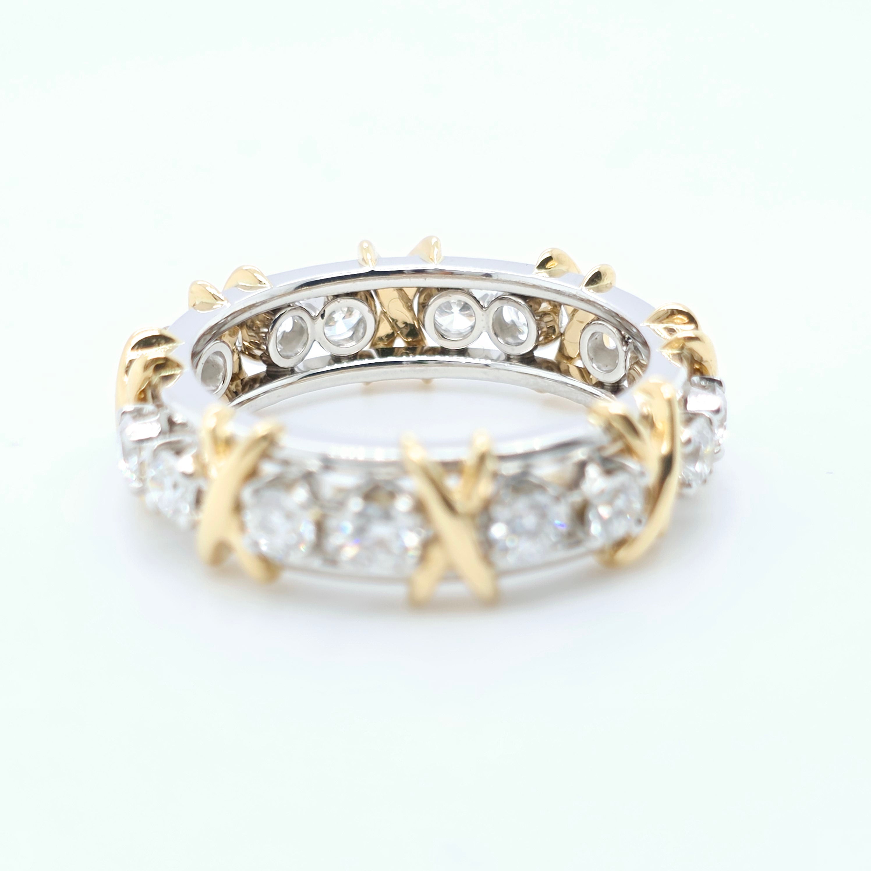 Tiffany & Co. Sixteen Stone Schlumberger Diamond Ring, Platinum & 18ct Yellow Gold