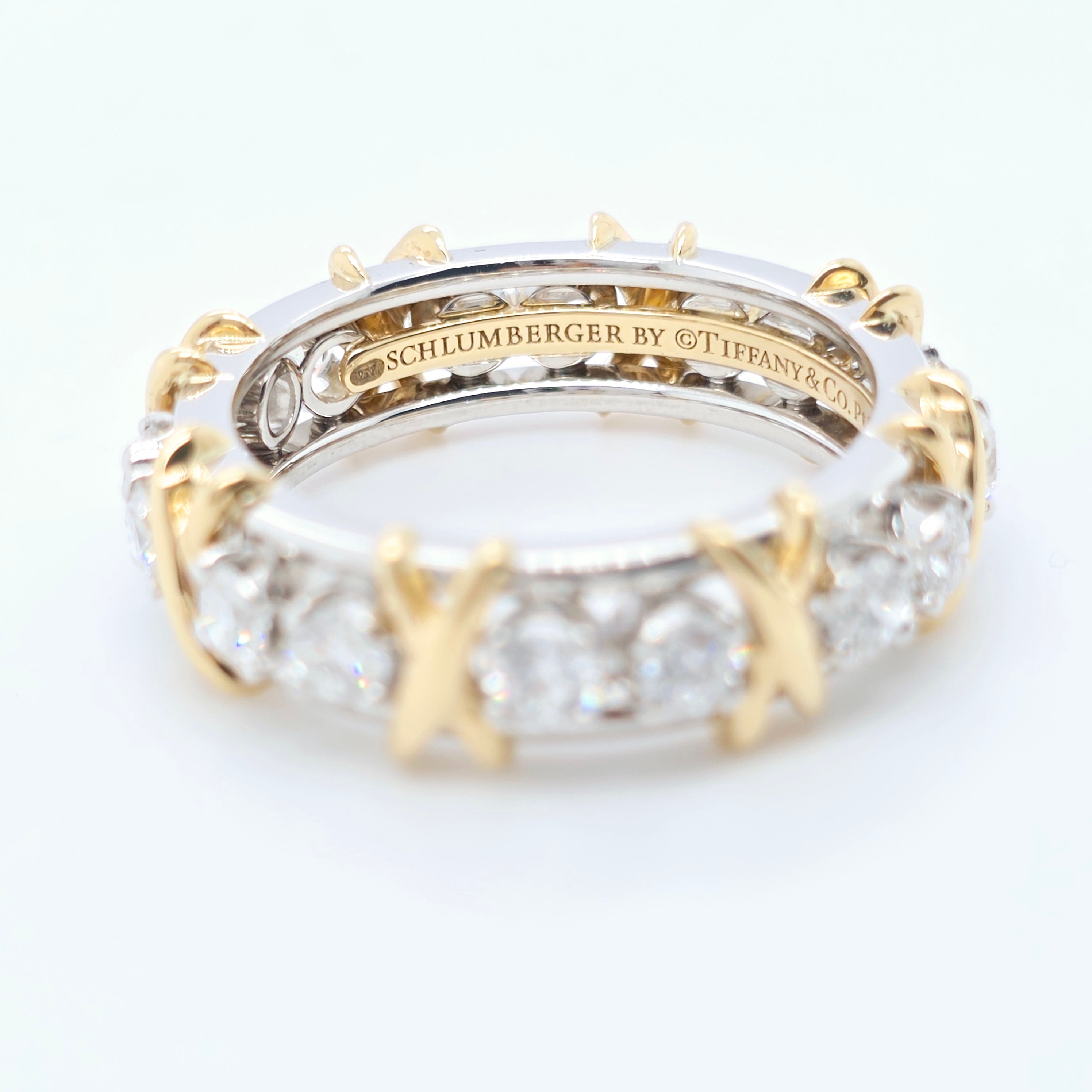 Tiffany & Co. Sixteen Stone Schlumberger Diamond Ring, Platinum & 18ct Yellow Gold Chloe's Jewellers