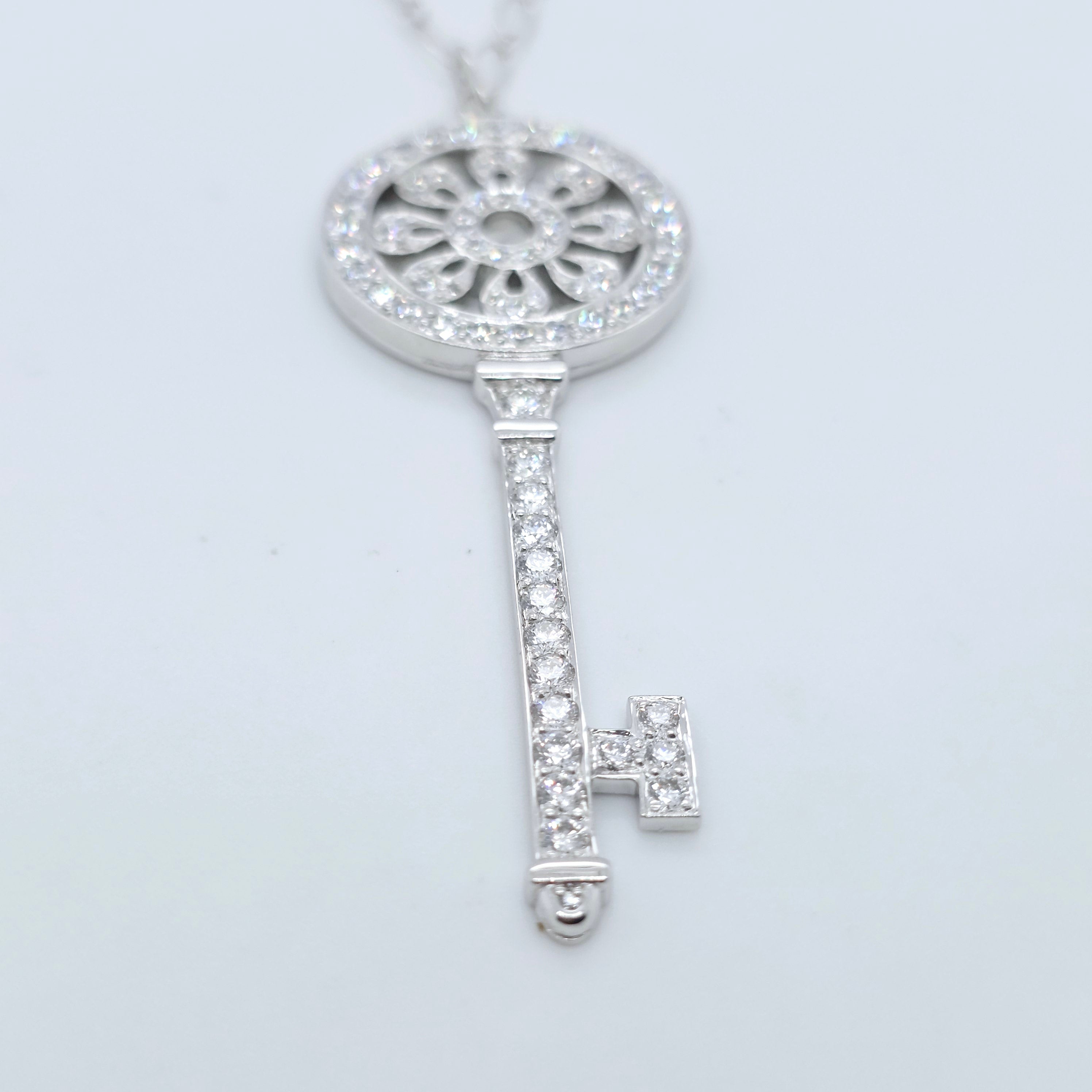 Tiffany & Co. Petals Key Pendant, Platinum, 2.25 Inches Long, Box