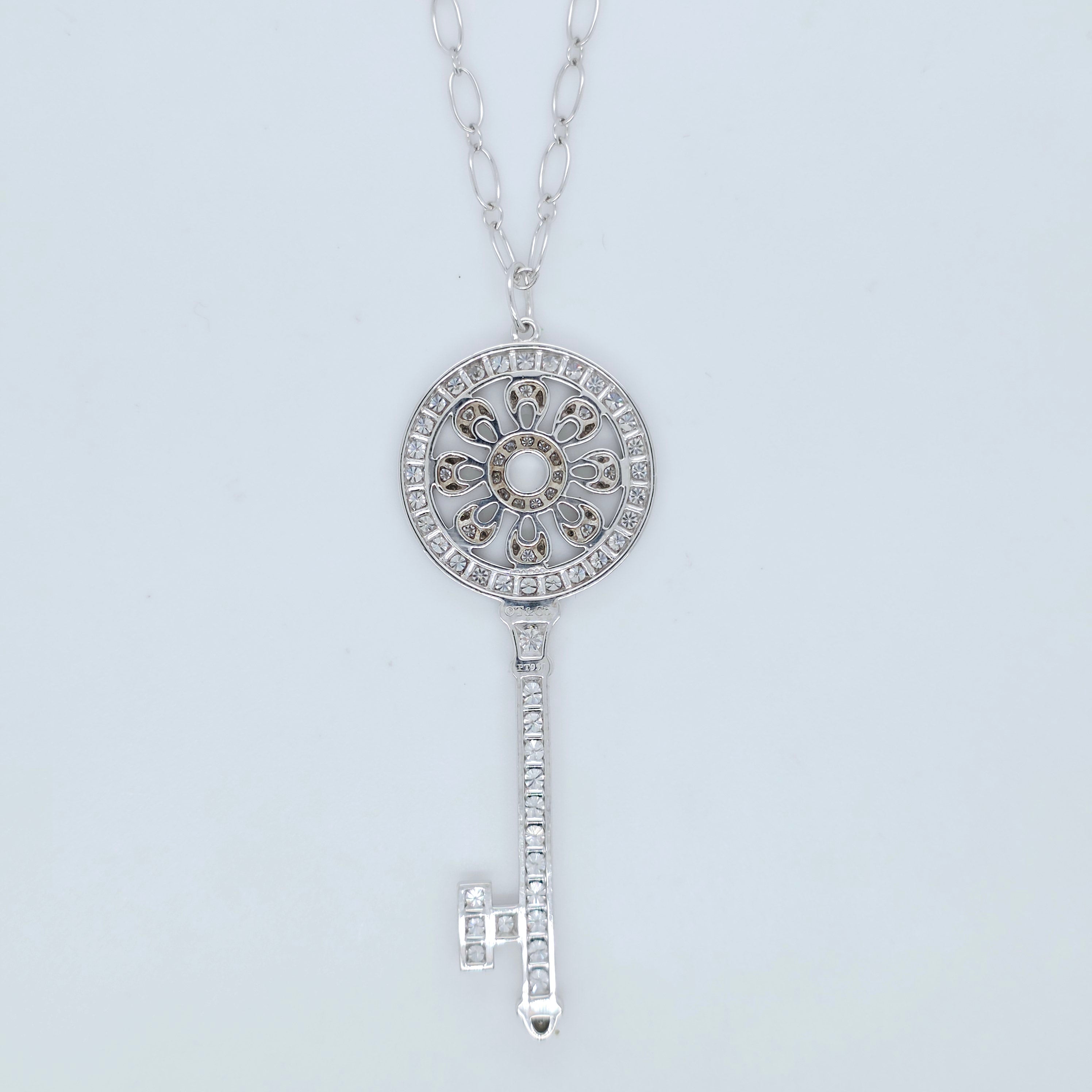 Tiffany & Co. Petals Key Pendant, Platinum, 2.25 Inches Long, Box Chloe's Jewellers