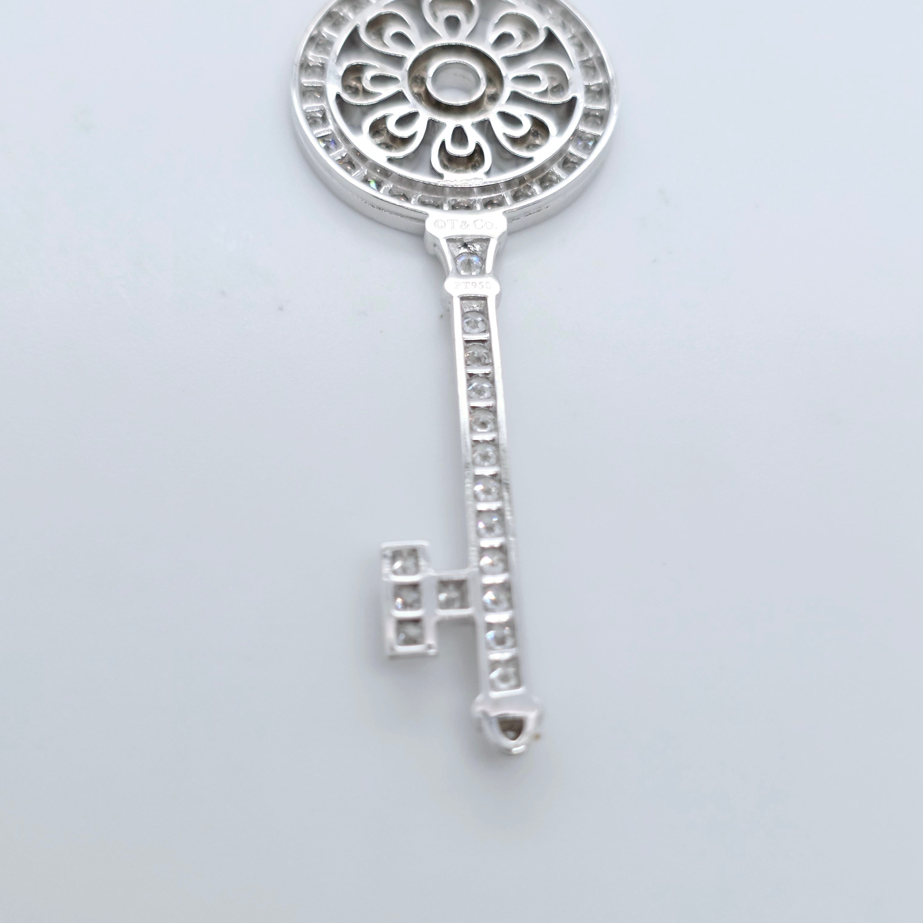 Tiffany & Co. Petals Key Pendant, Platinum, 2.25 Inches Long, Box