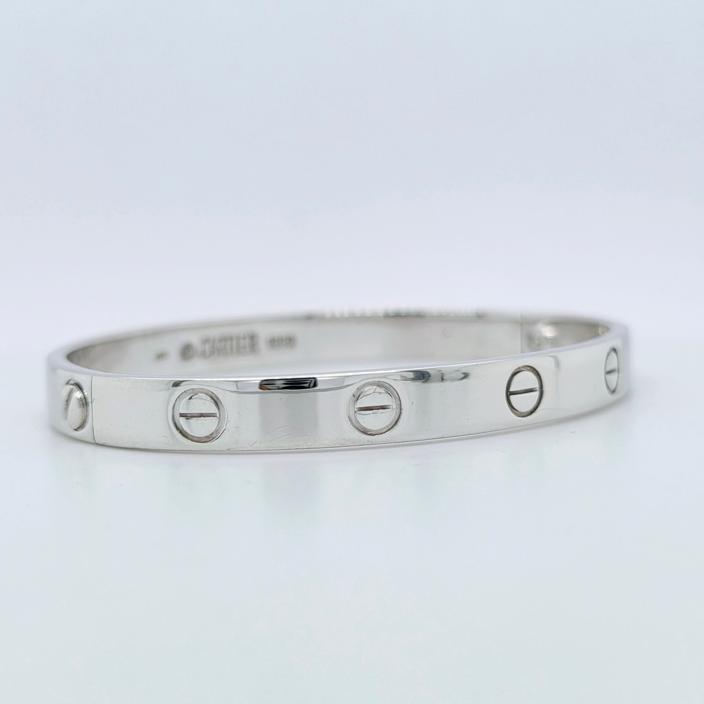 Cartier Love Bracelet, Classic Model, 18ct White Gold, Size 17, Box & 2000 Papers Chloe's Jewellers