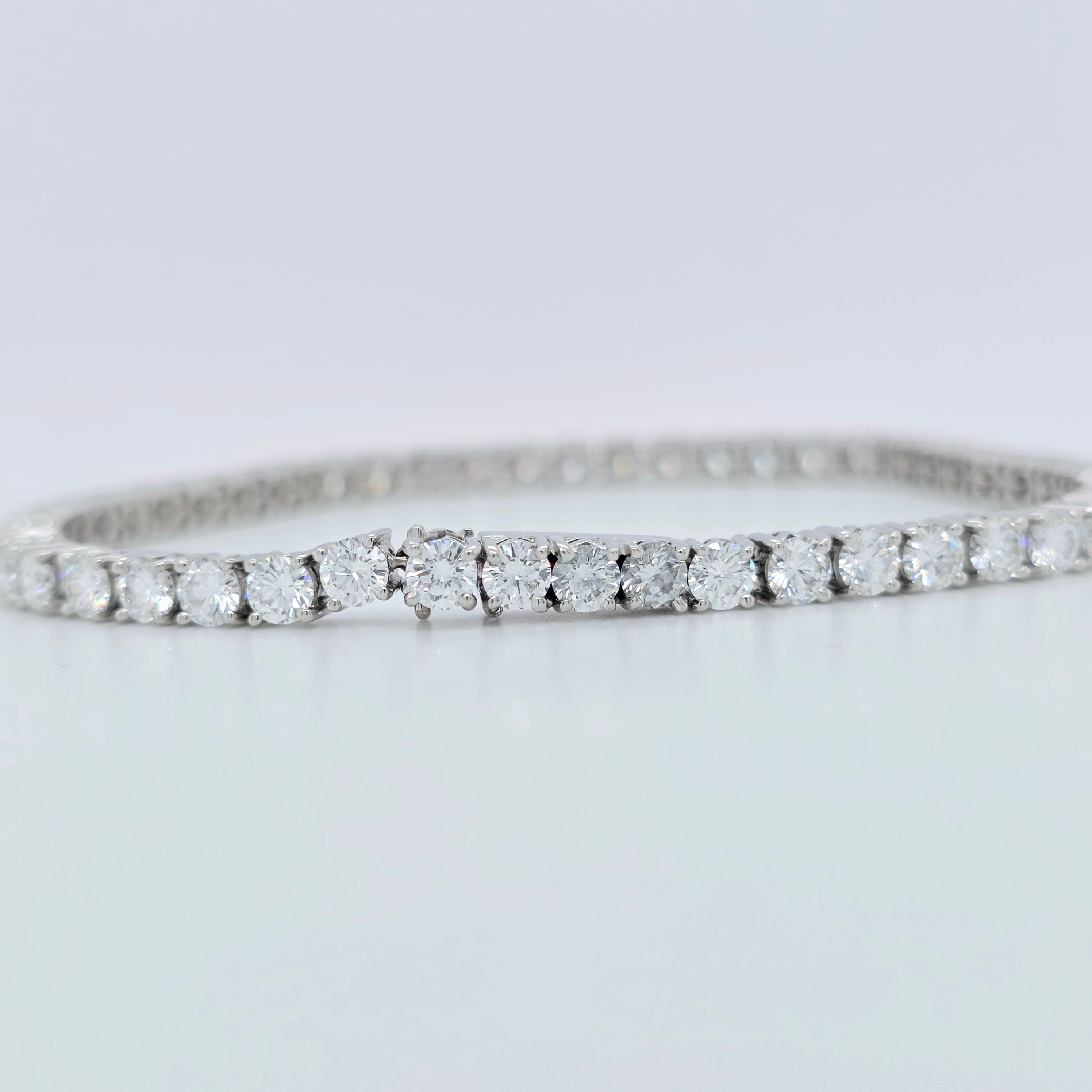Boodles Round Brilliant Cut Diamond Line Bracelet, 7.80cts,Platinum, 7.5 Inches