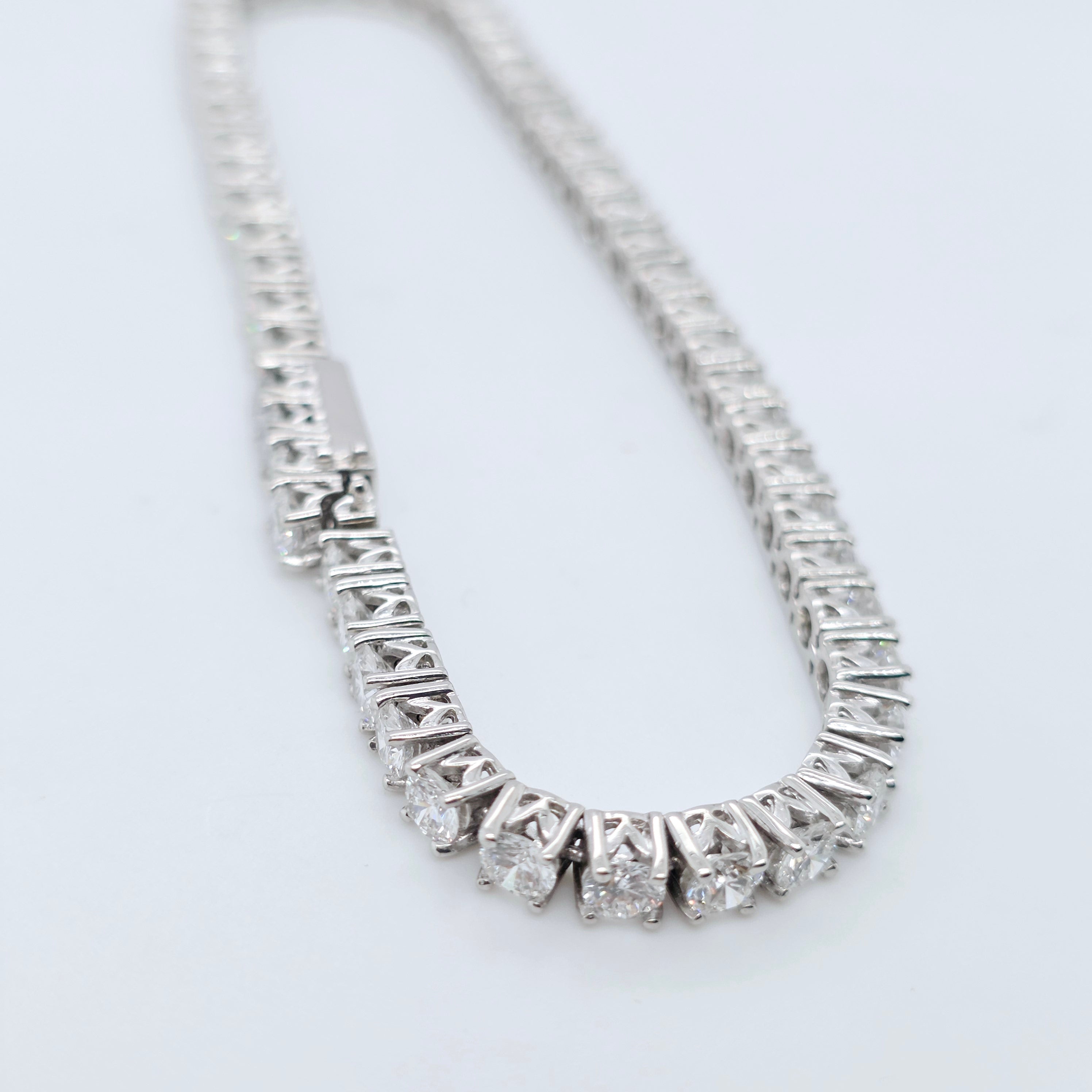 Boodles Round Brilliant Cut Diamond Line Bracelet, 7.80cts,Platinum, 7.5 Inches Chloe's Jewellers