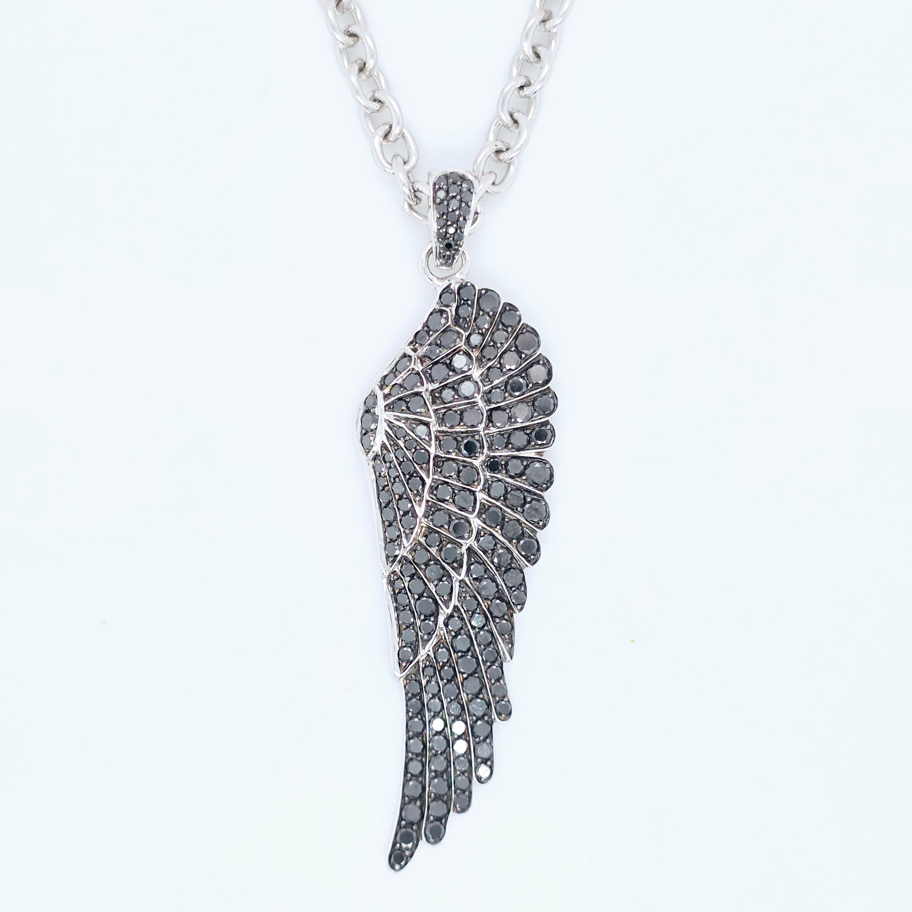 Garrard Black Diamond Wing Necklace, 17.5 Inches, 18ct White Gold, Box Chloe's Jewellers