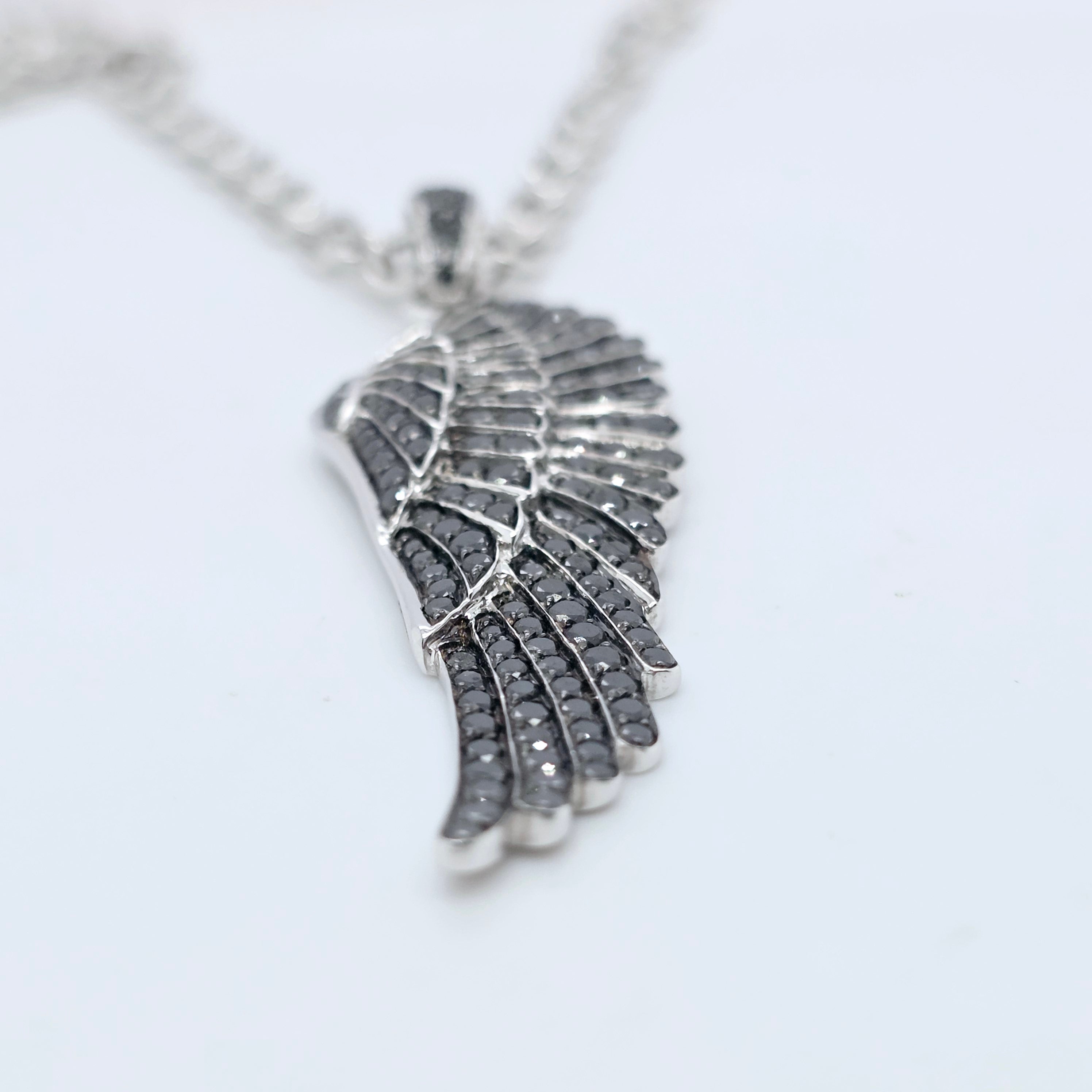 Garrard Black Diamond Wing Necklace, 17.5 Inches, 18ct White Gold, Box Chloe's Jewellers