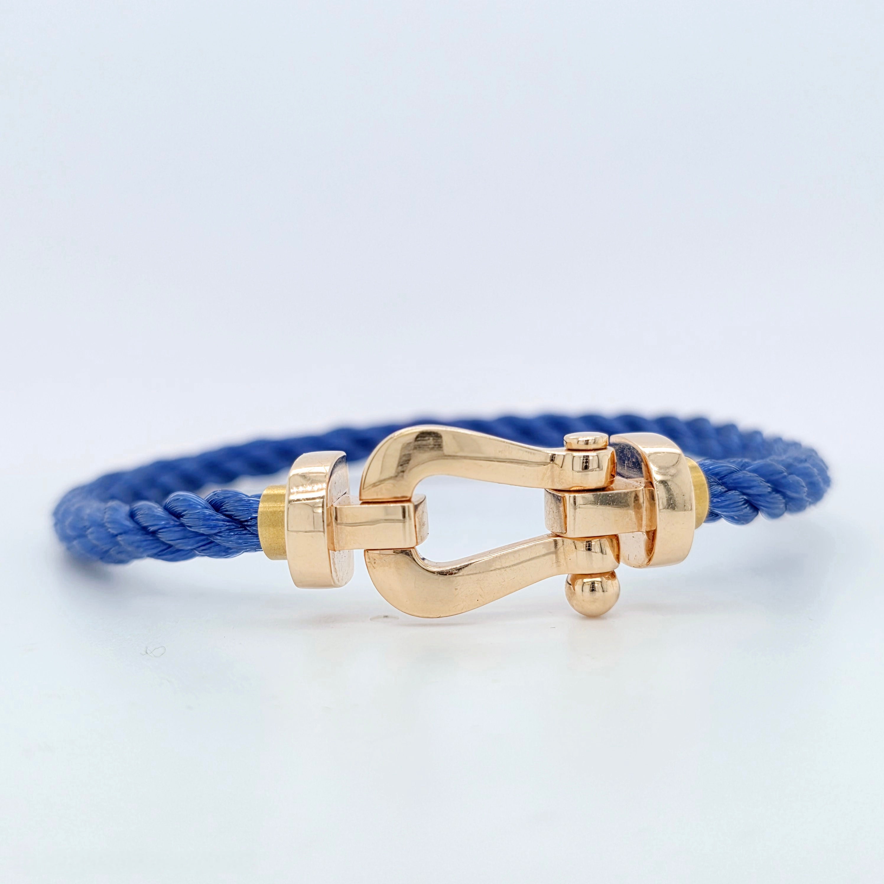 Fred Force 10 Bracelet, Large Model, 18ct Rose Gold, Indigo Blue Cable Chloe's Jewellers
