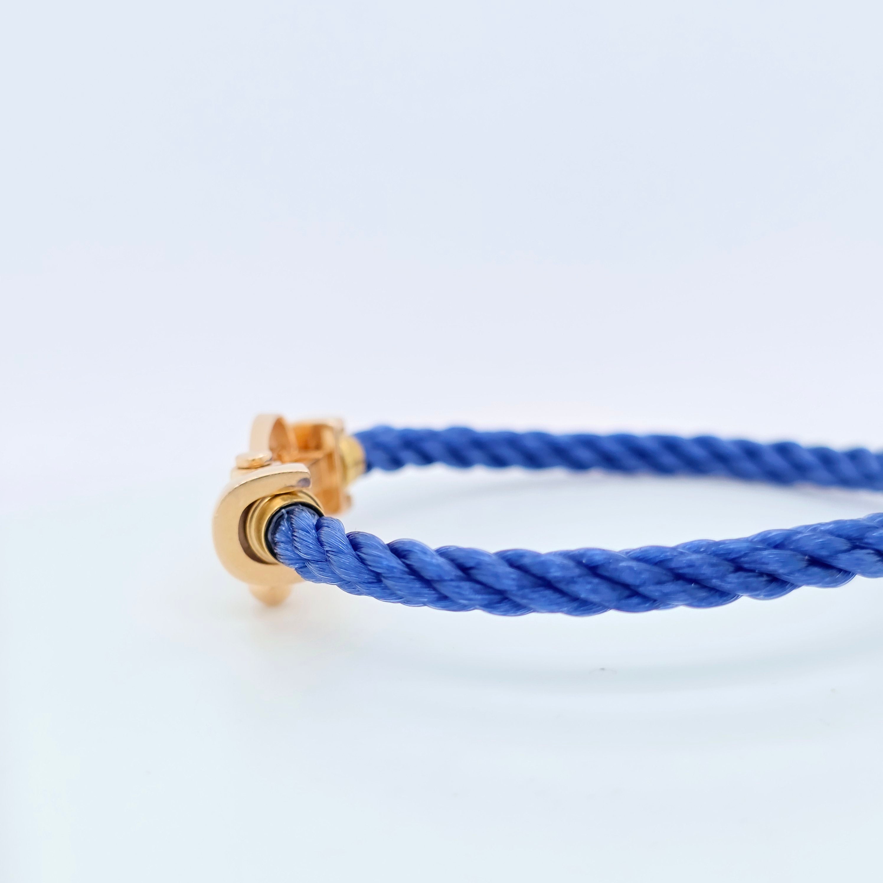 Fred Force 10 Bracelet, Large Model, 18ct Rose Gold, Indigo Blue Cable Chloe's Jewellers